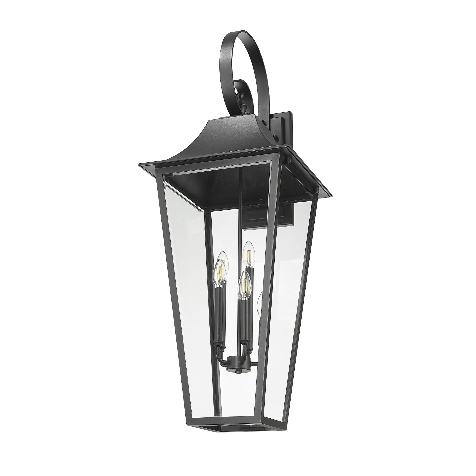 Shown in Black finish and Clear Beveled glass and Clear Beveled shade