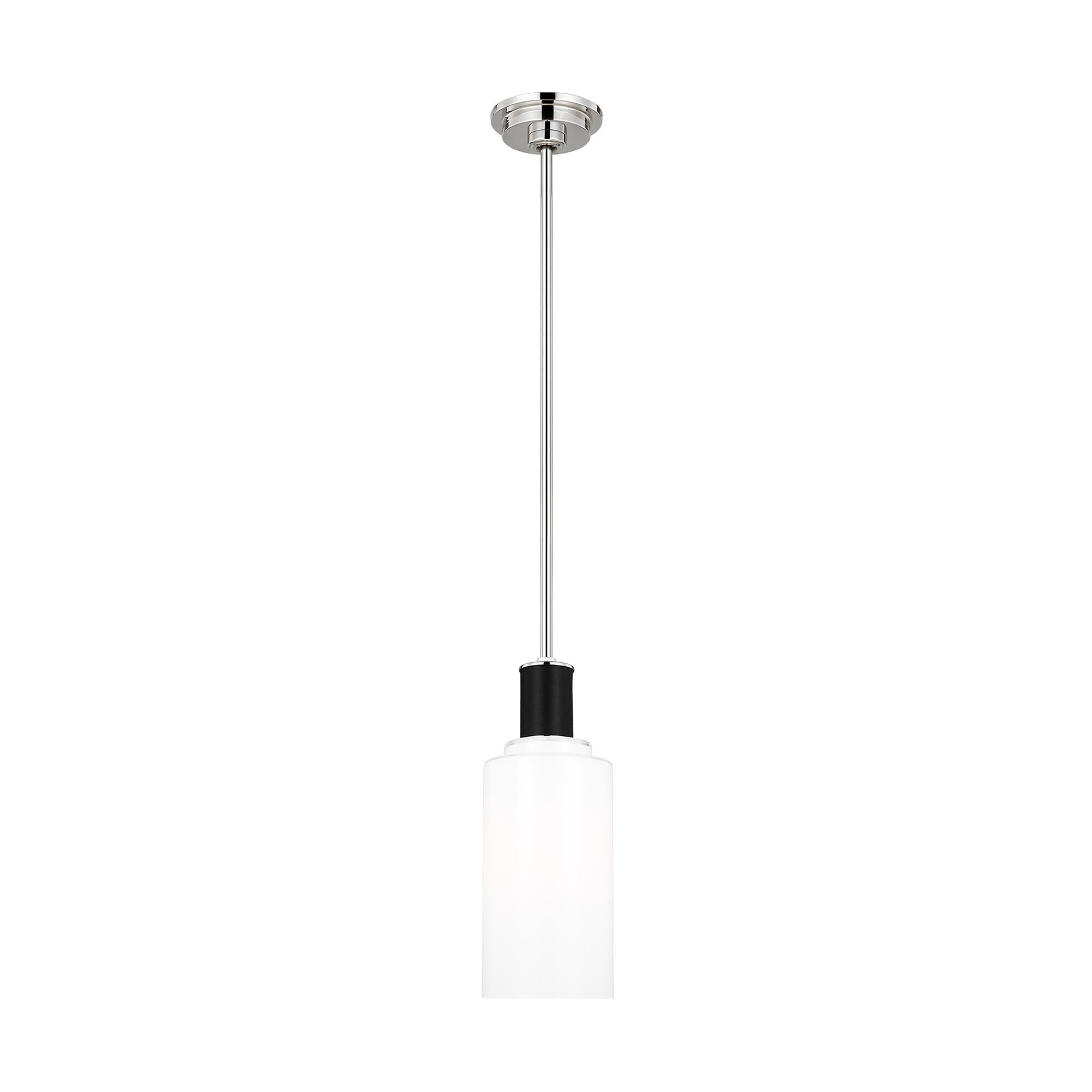 Shown in Polished Nickel finish and Milk White glass