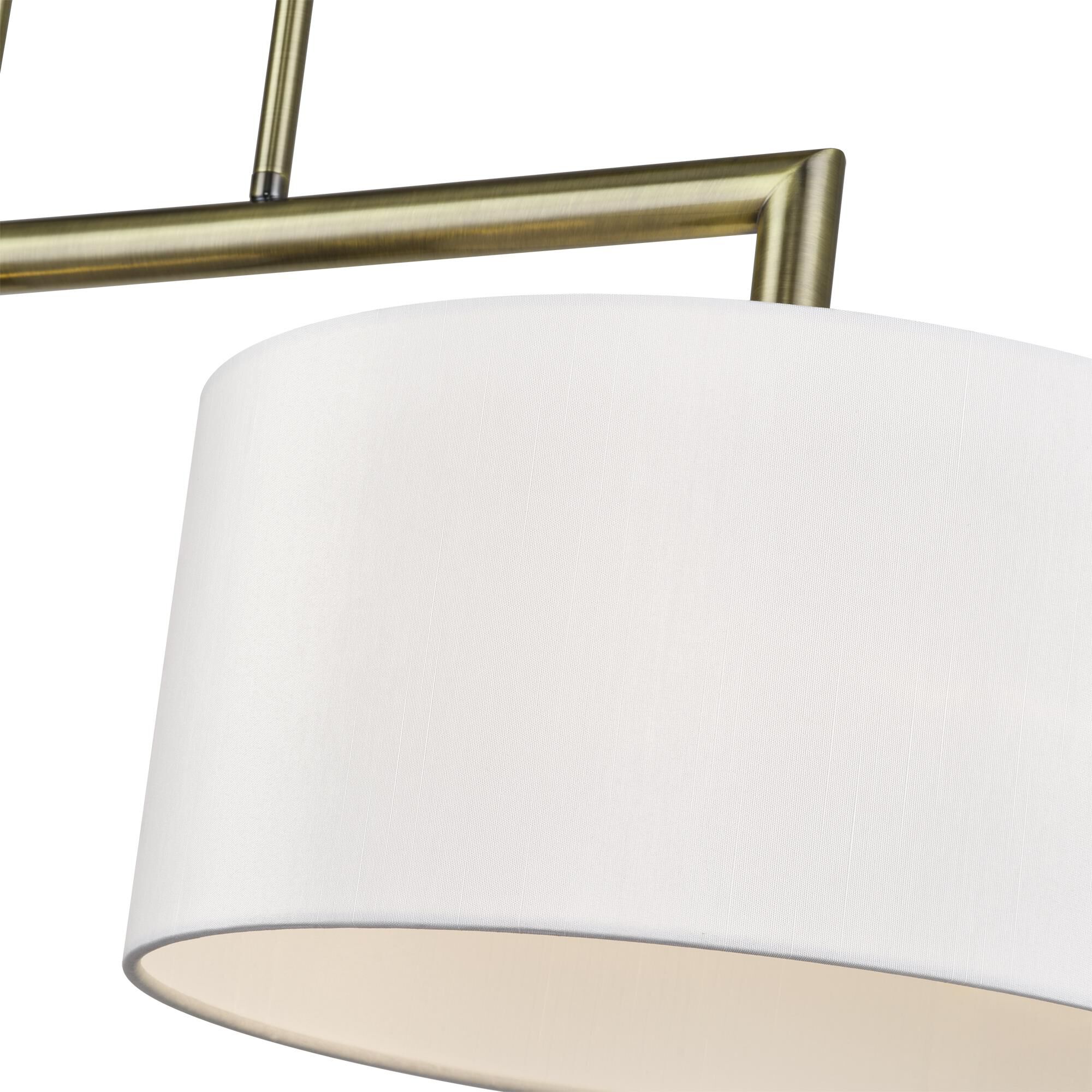 Shown in Antique Brass finish and Hand Crafted Off-White Fabric shade