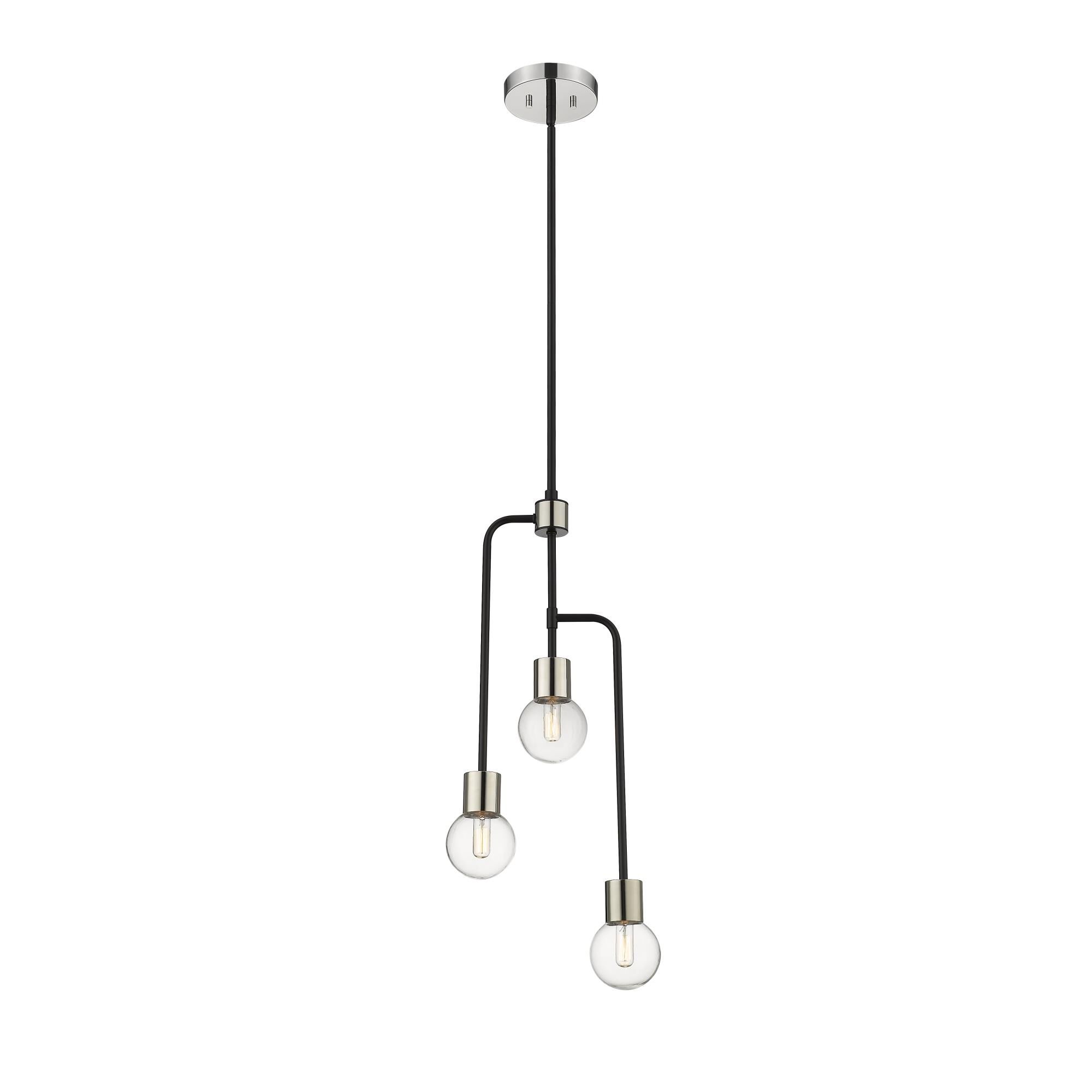 Shown in Matte Black + Polished Nickel finish and Glass shade
