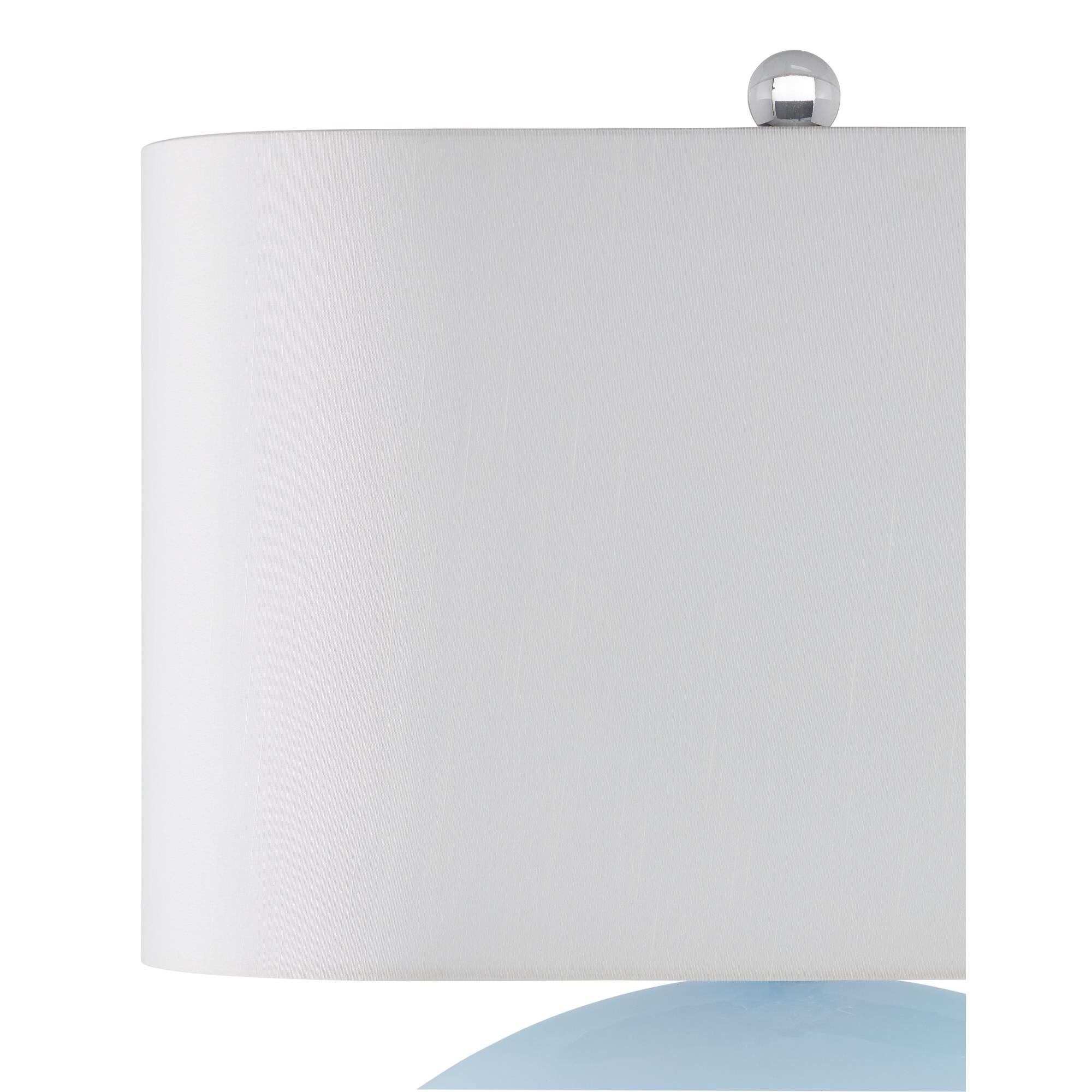 Shown in Light Blue, Clear, Polished Nickel finish and Off-White Shantung shade