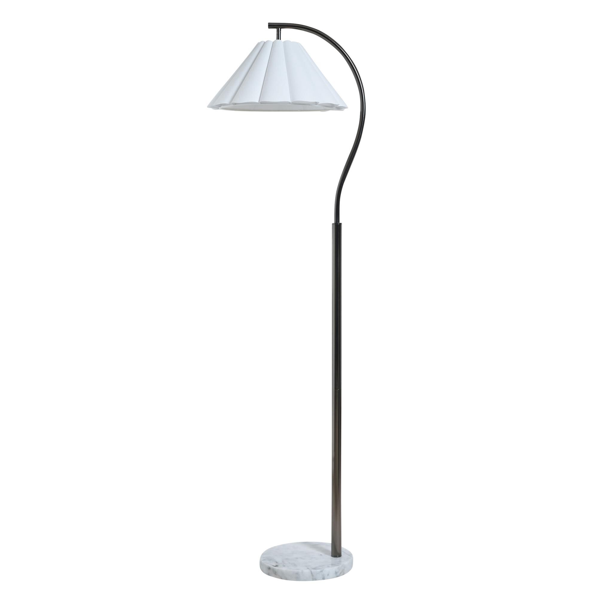 Shown in White Marble and Black Nickel finish and White shade