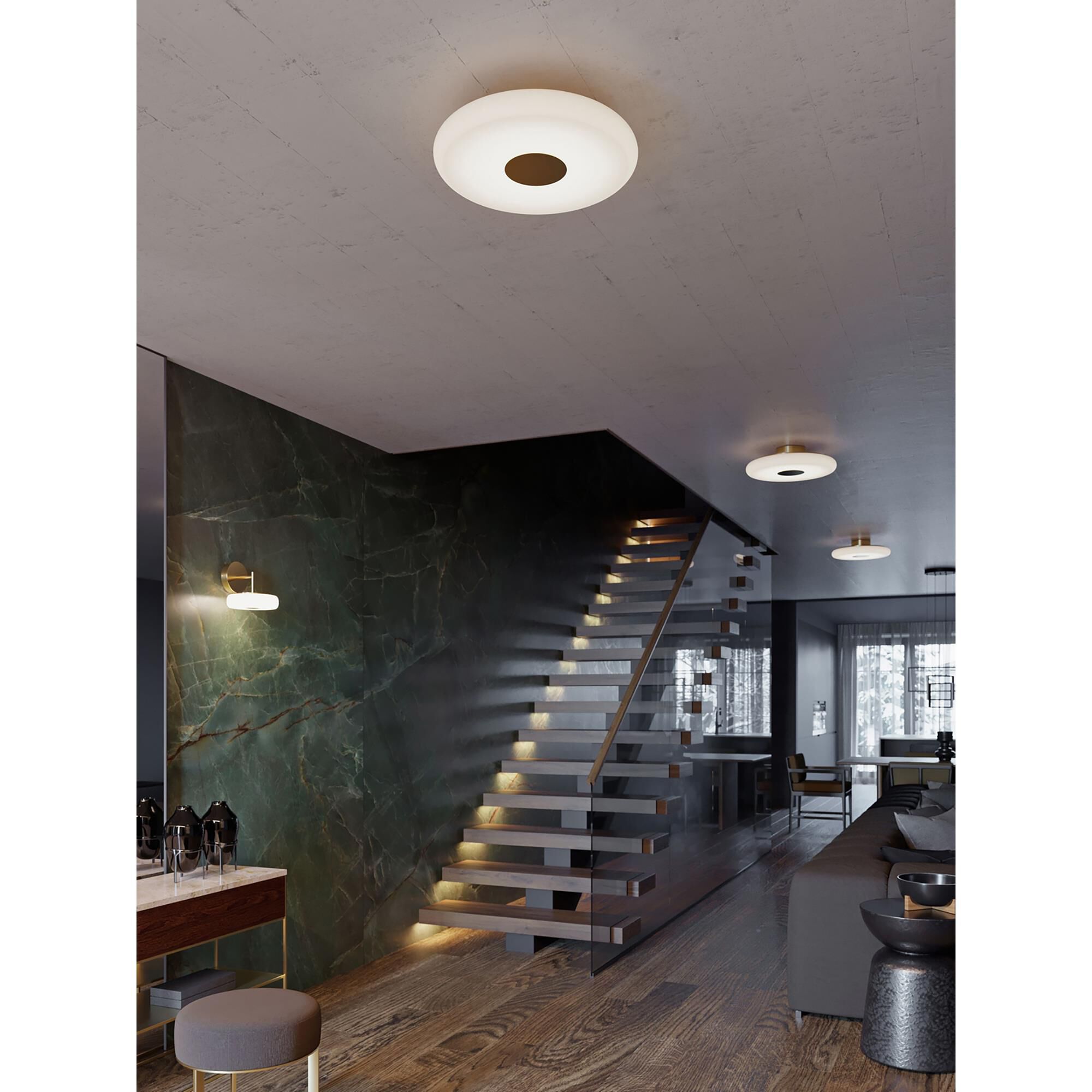 Shown in Light Antique Brass finish and White shade