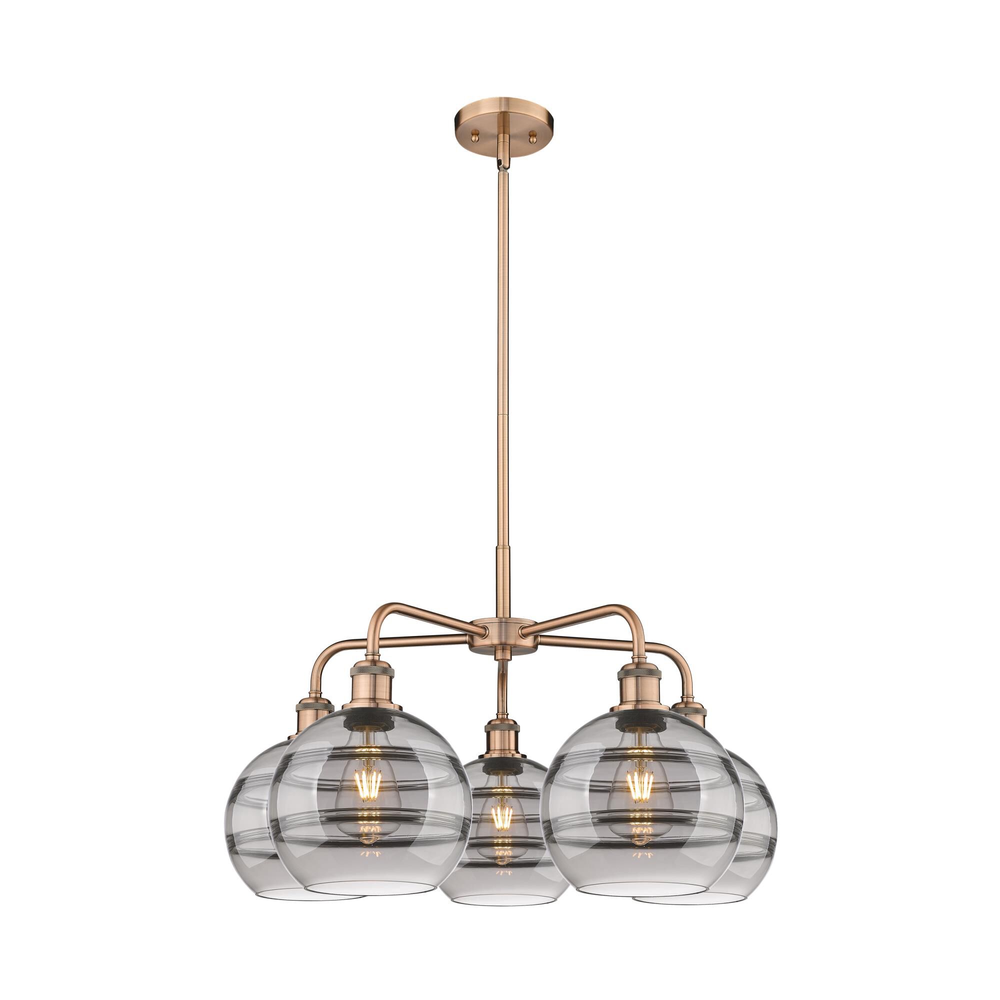 Shown in Antique Copper finish and Light Smoke glass