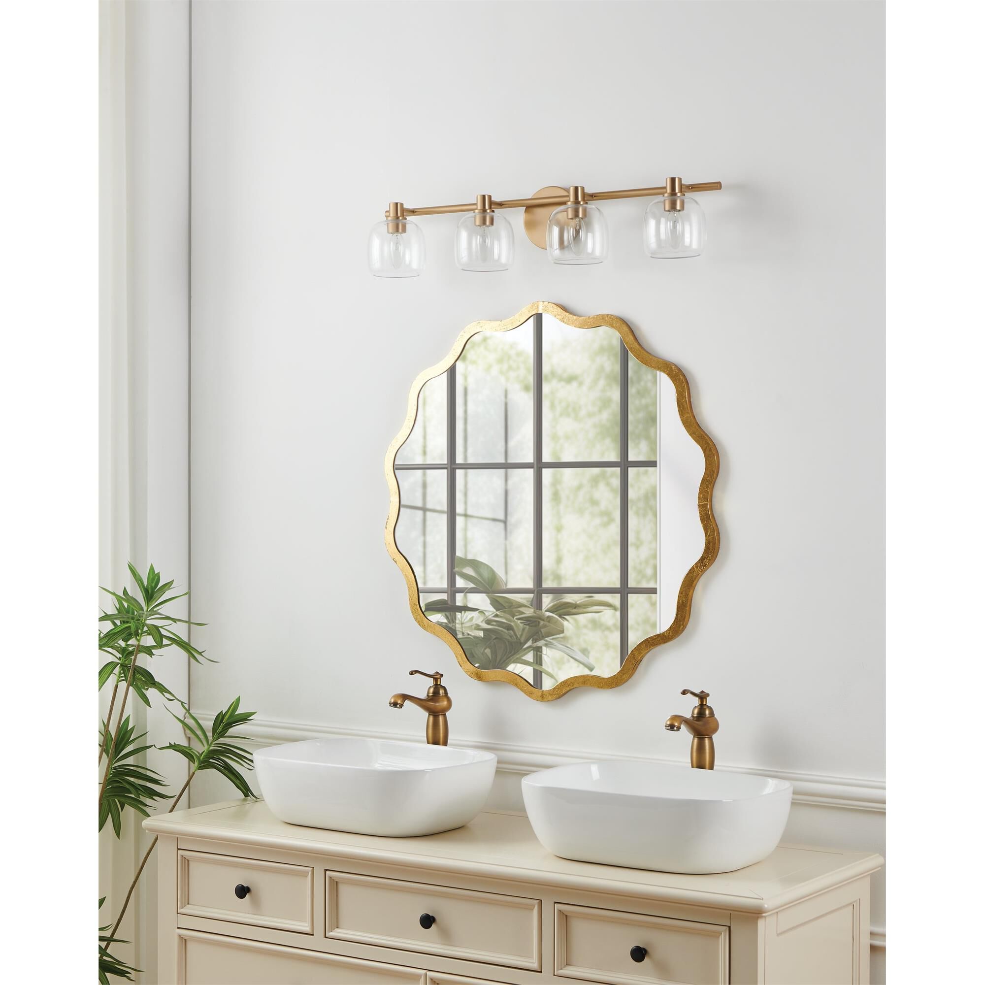 Shown in Champagne Gold finish and Clear glass