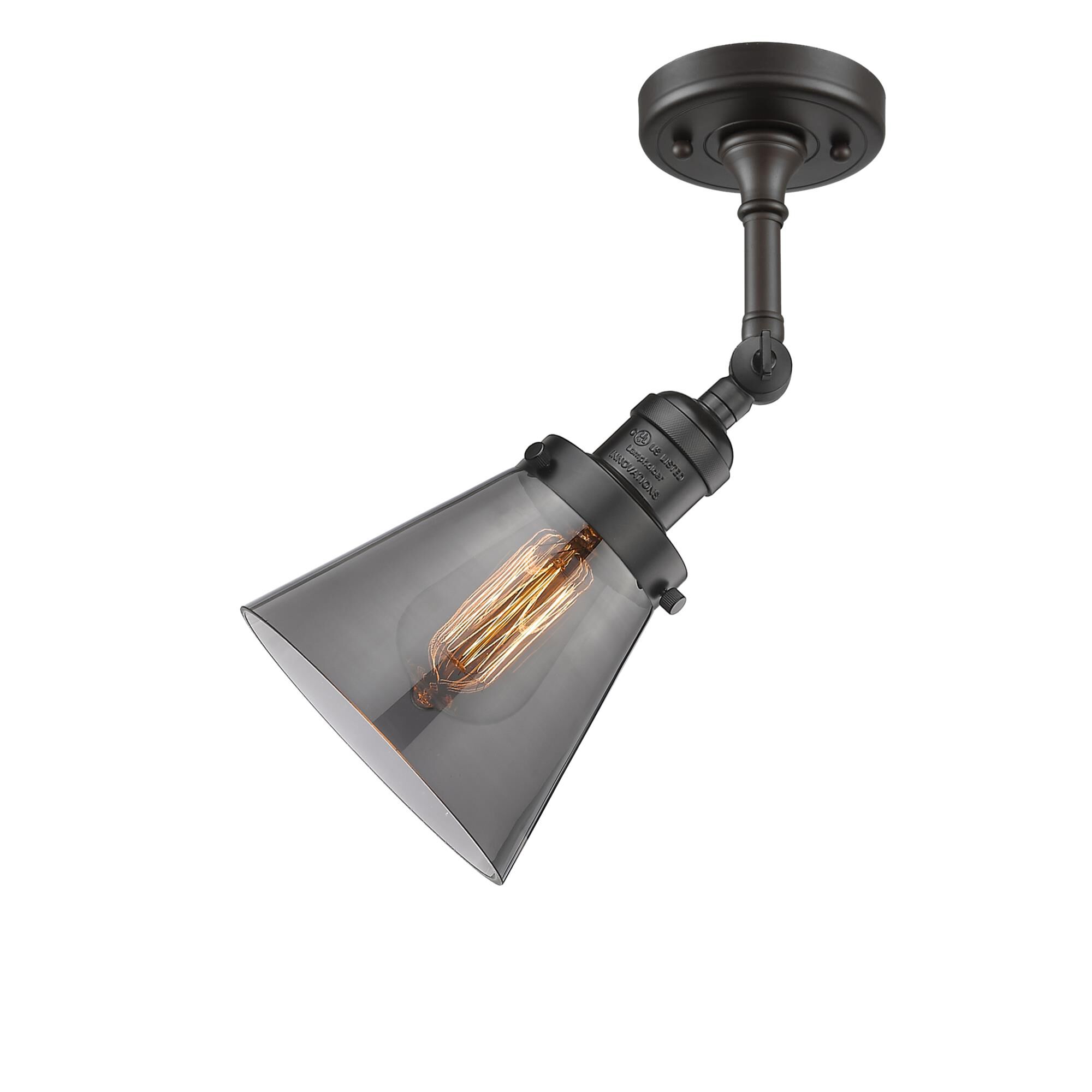 Shown in Oil Rubbed Bronze finish and Smoked glass and None accent