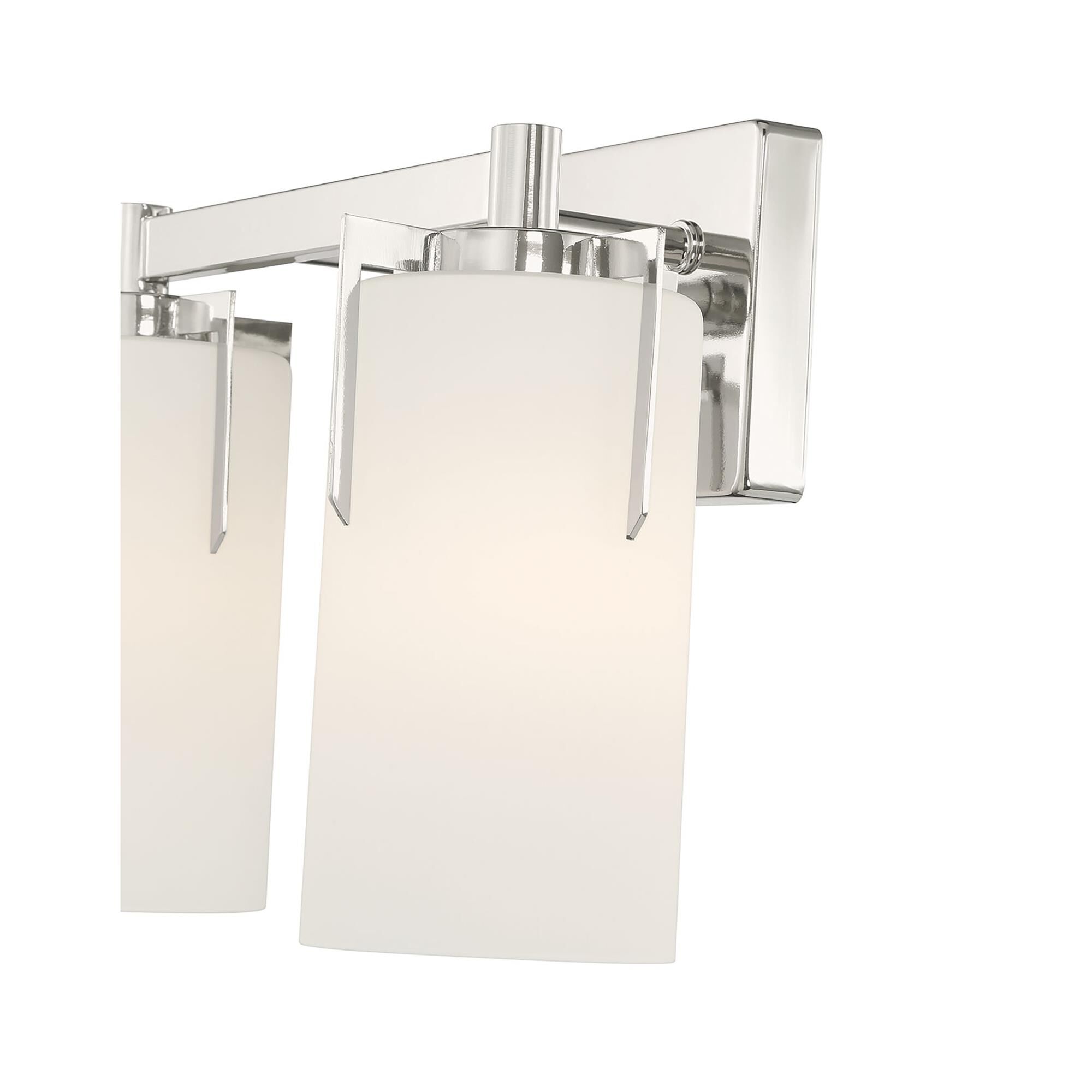 Shown in Polished Nickel finish and White Frosted glass