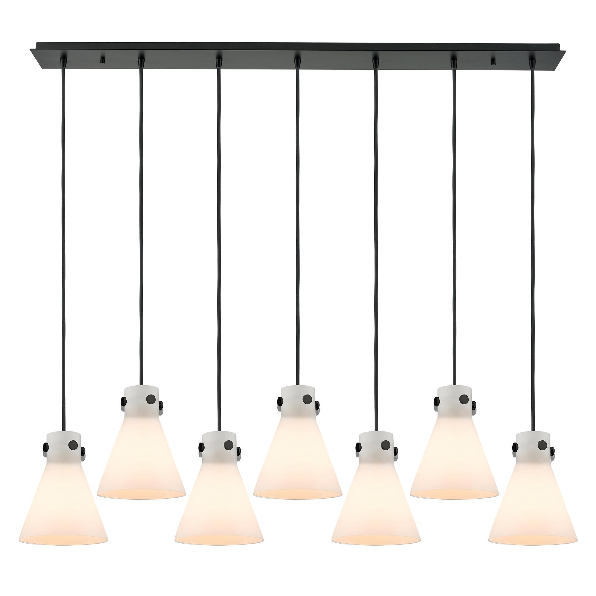 Shown in Matte Black finish and White glass and White Glass shade