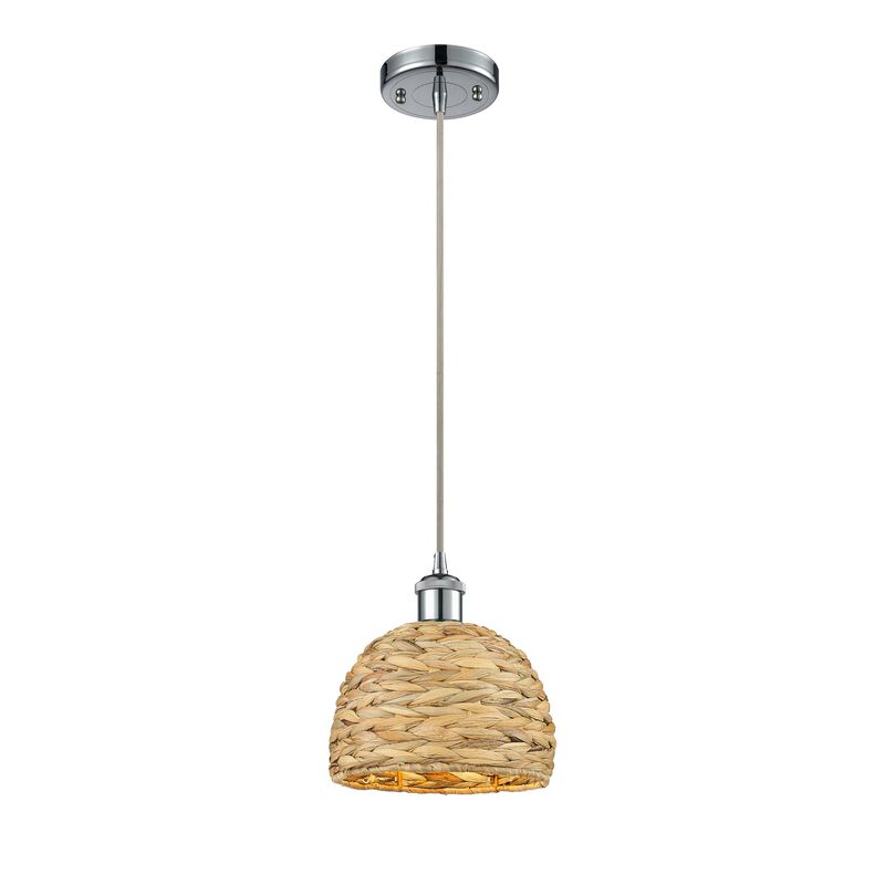 Bruno Marashlian Woven Rattan 8 Inch Mini Pendant by Innovations Lighting