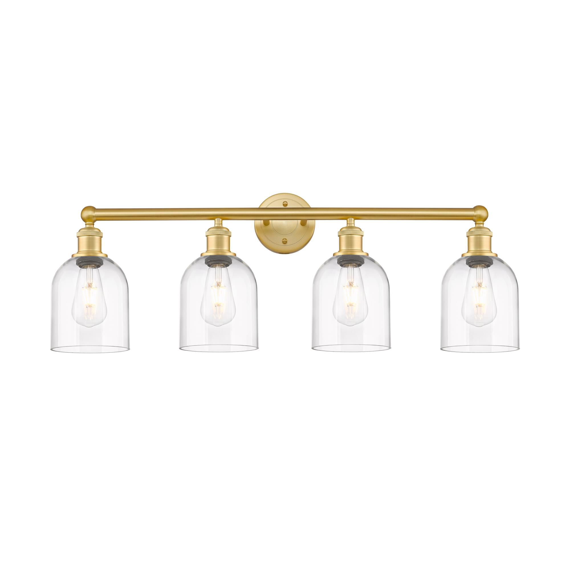 Shown in Satin Gold finish and Clear glass