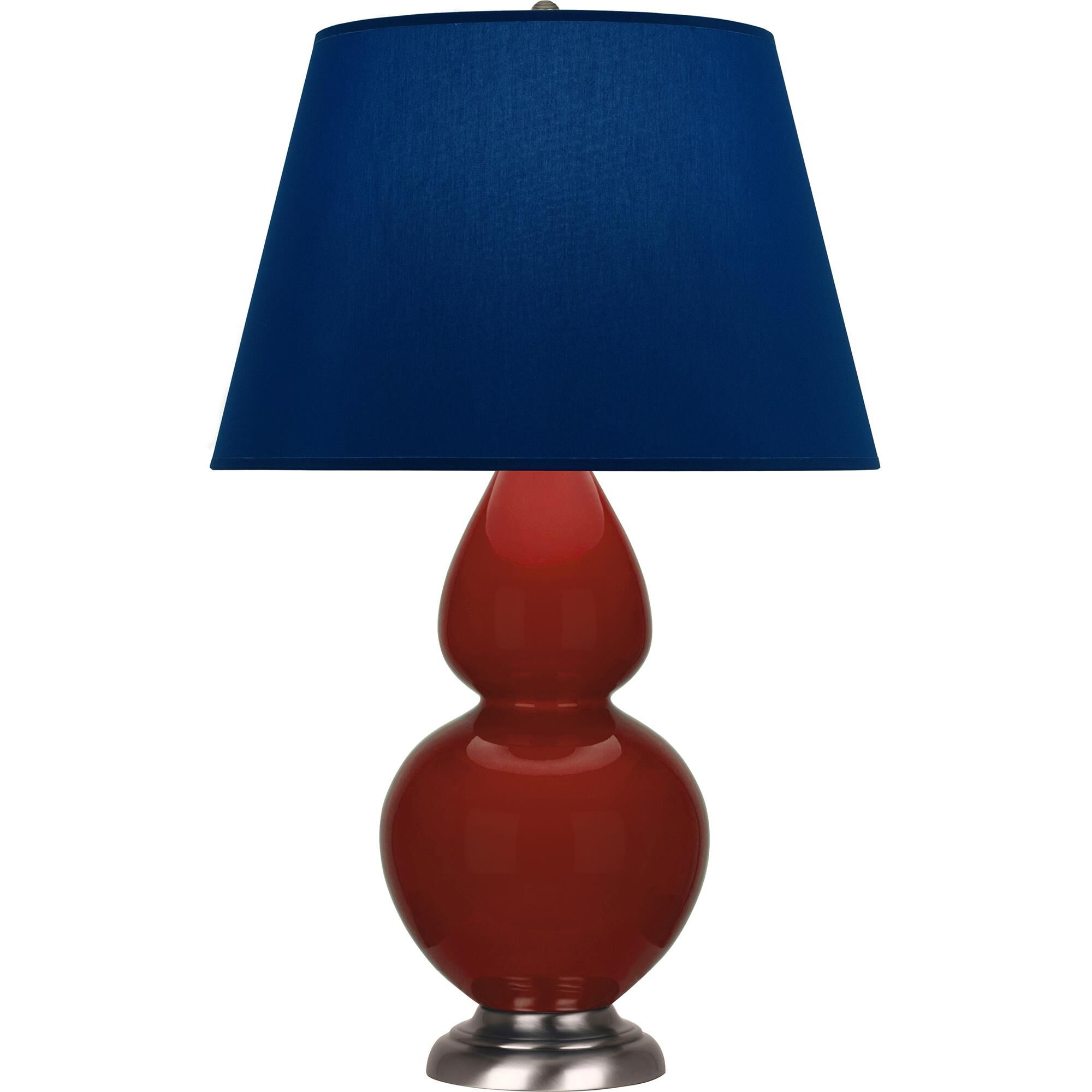 Shown in Oxblood Glazed finish and Navy with Gray Lining shade and Antique Silver accent