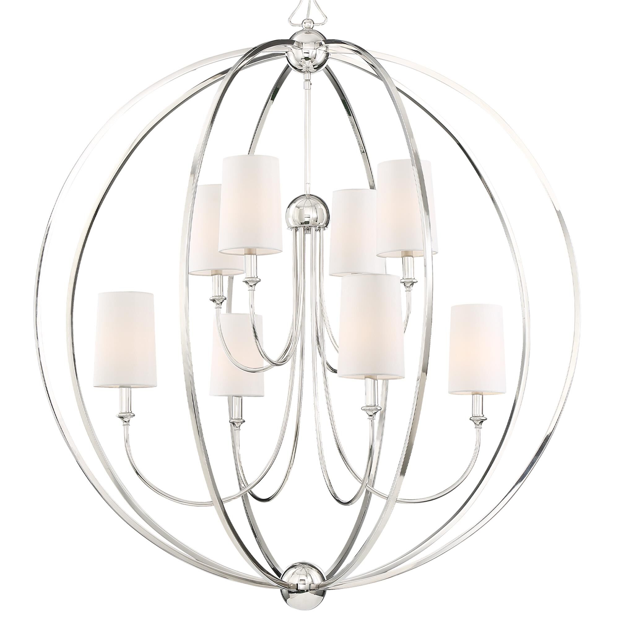 Shown in Polished Nickel finish and Silk glass and White shade