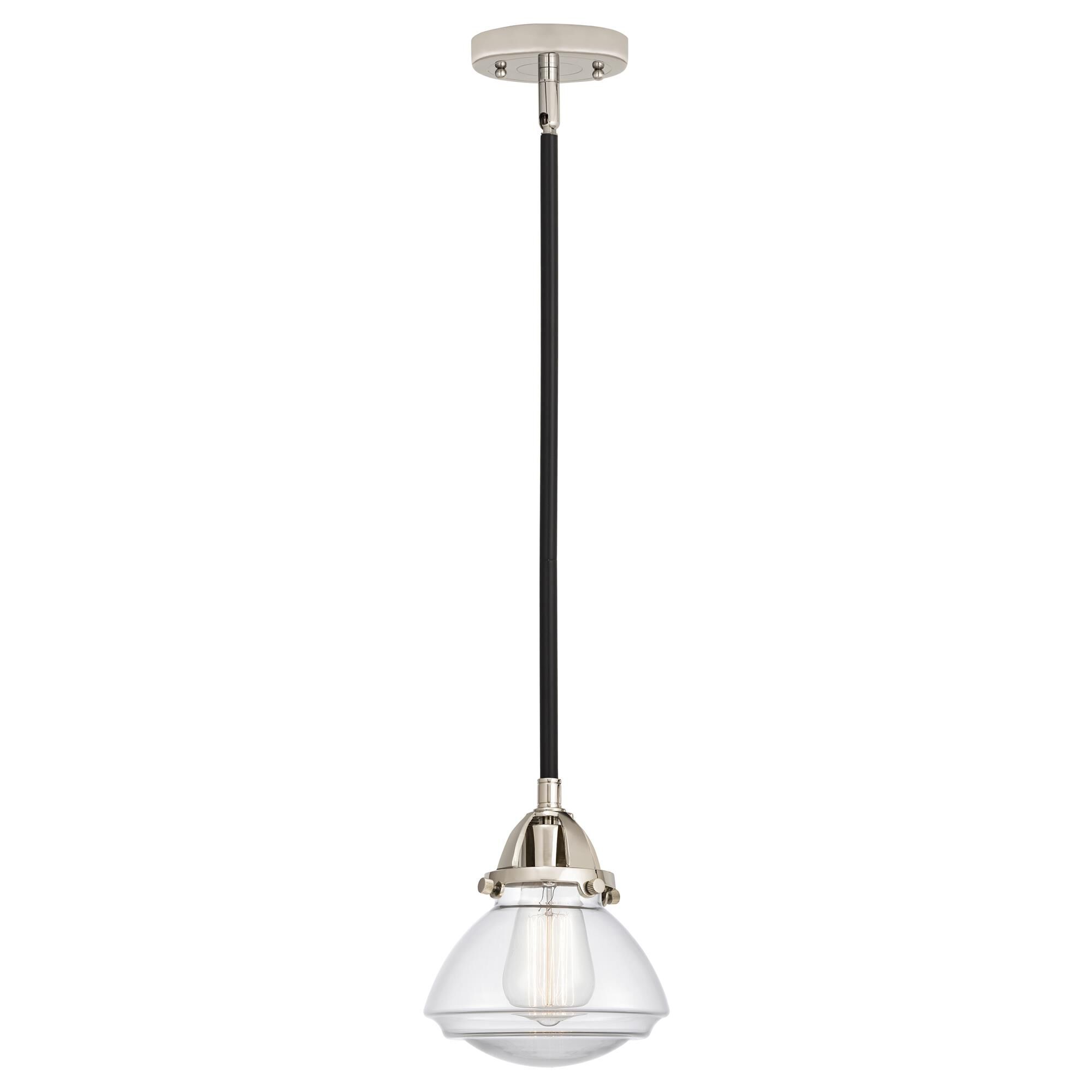 Shown in Black Polished Nickel finish and Clear glass
