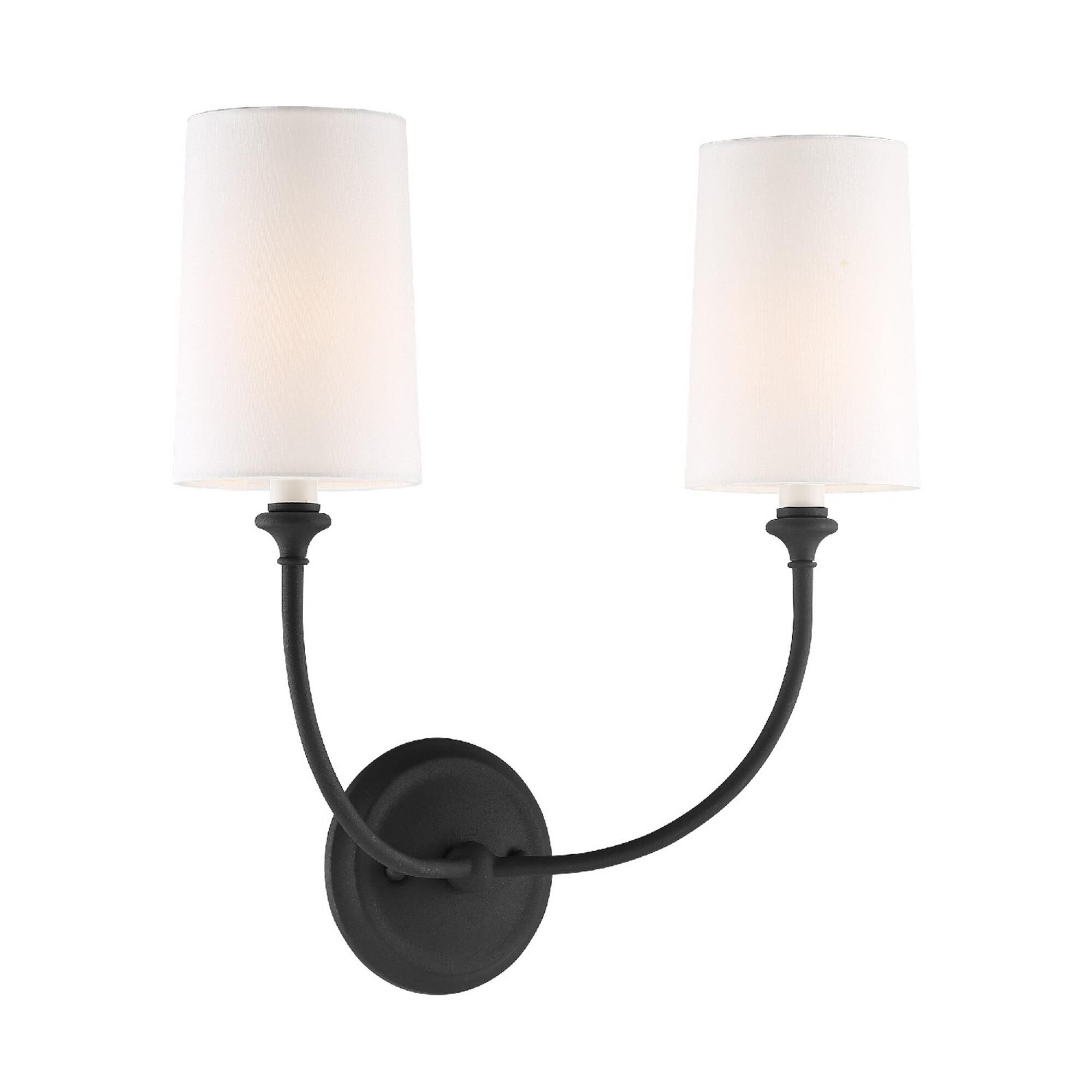 Shown in Black Forged finish and Silk glass and White shade