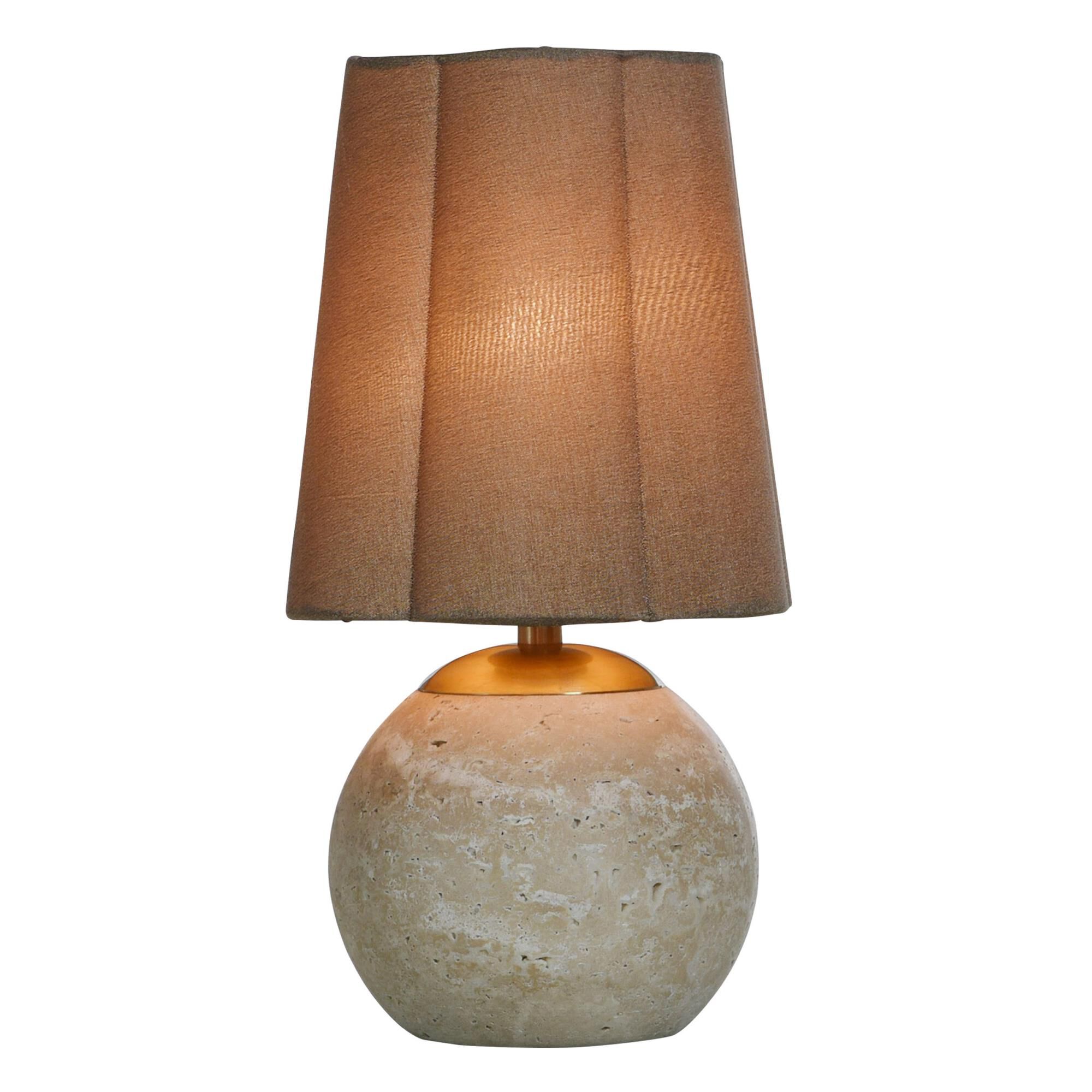 Shown in Polished Brass and Natural Beige finish and Brown shade
