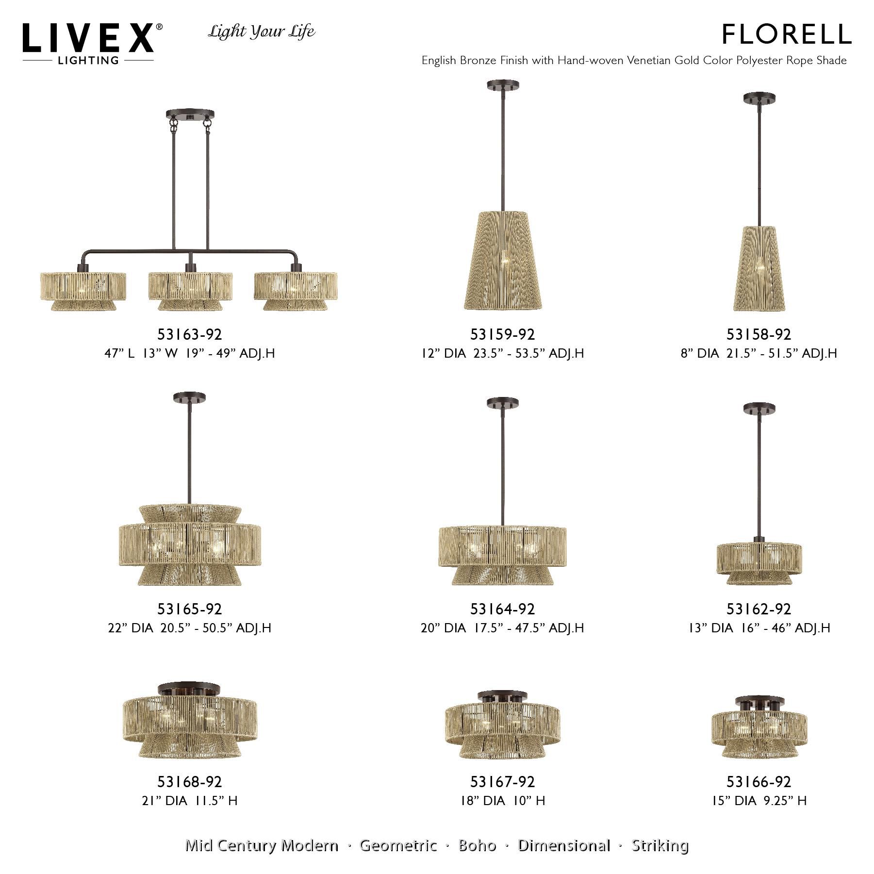 Florell 8 Inch Mini Pendant by Livex Lighting