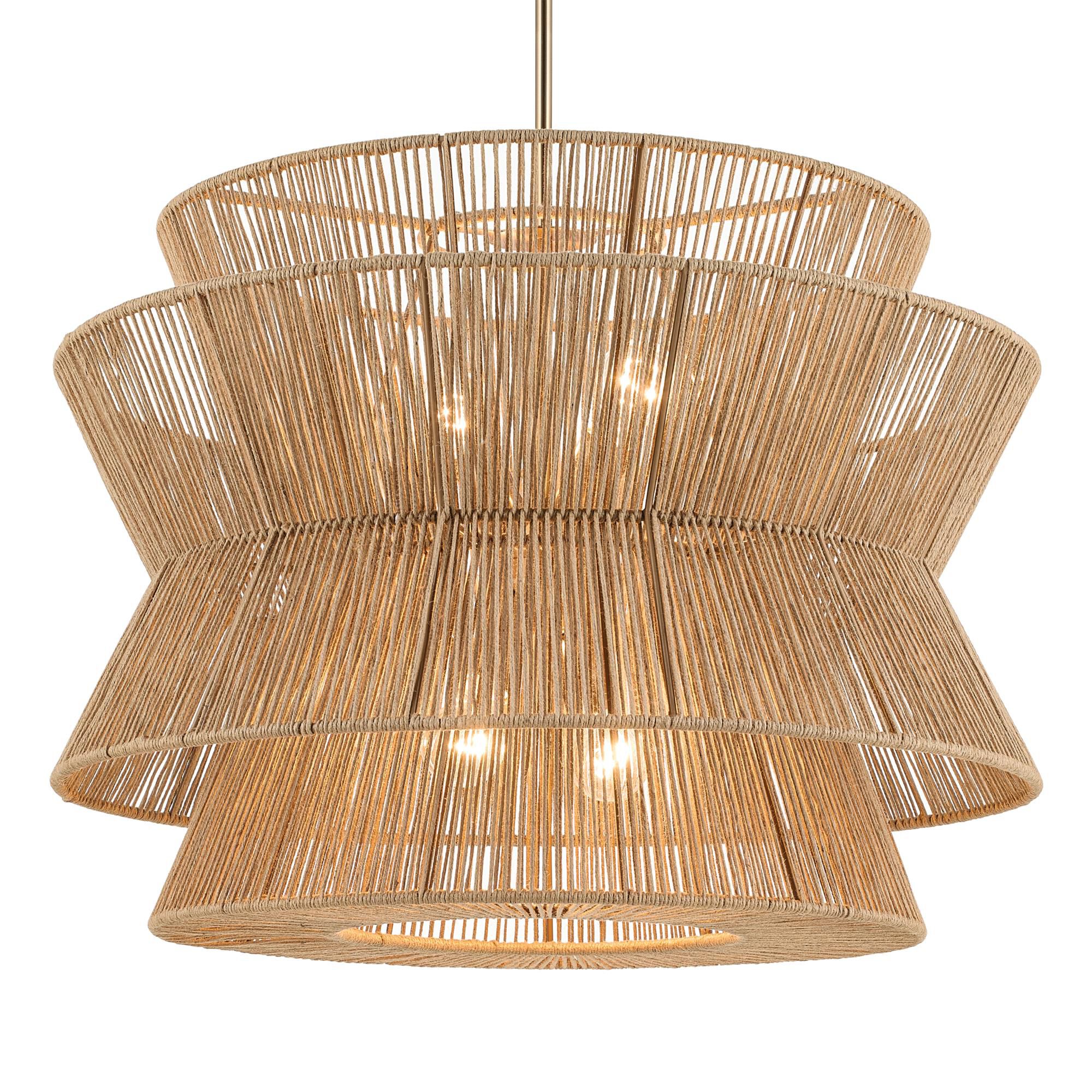 Shown in Champagne Bronze finish and Natural Fibers Textured shade