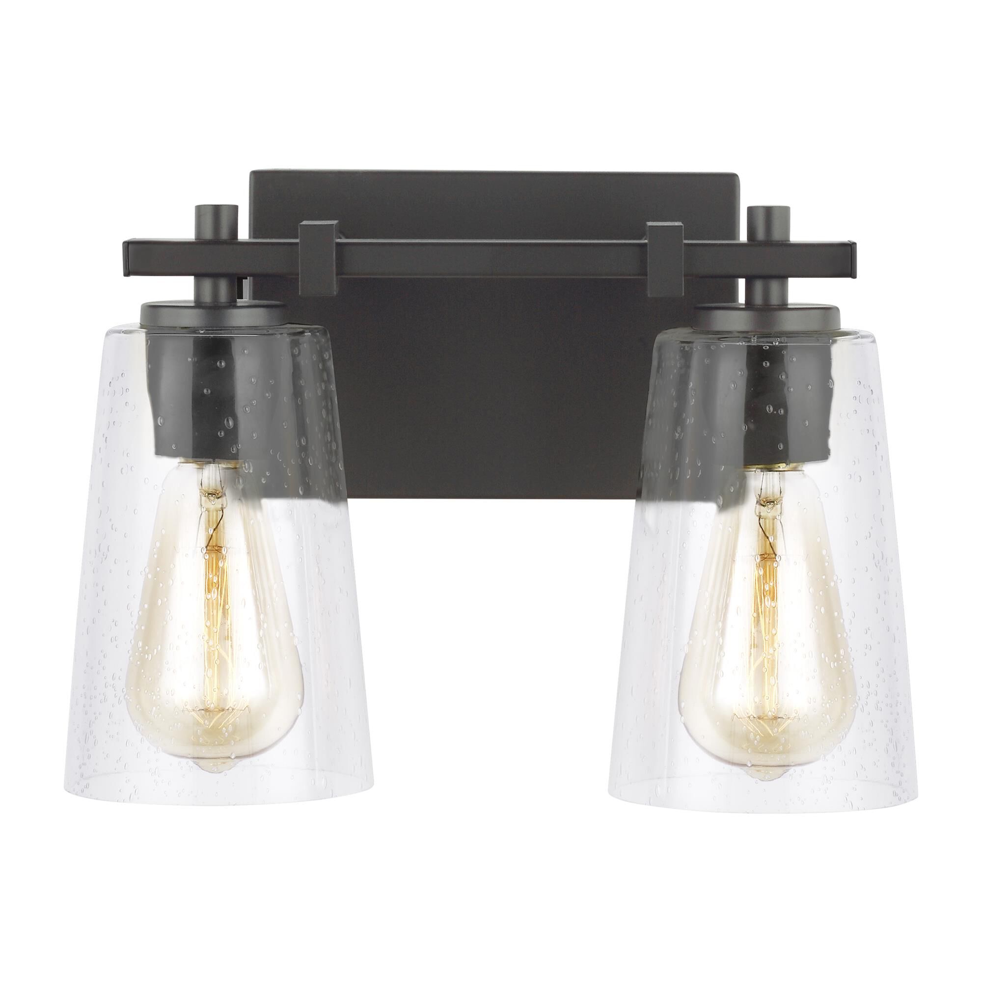 Shown in Oil Rubbed Bronze finish and Clear Seeded glass