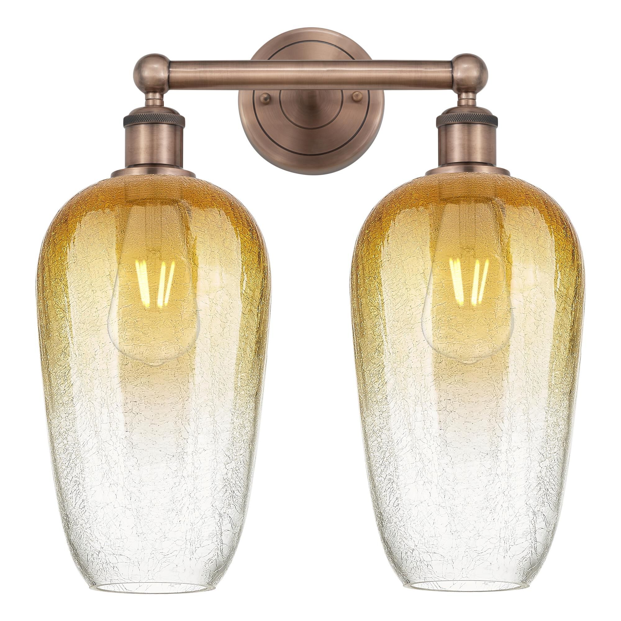 Shown in Antique Copper finish and Amber glass