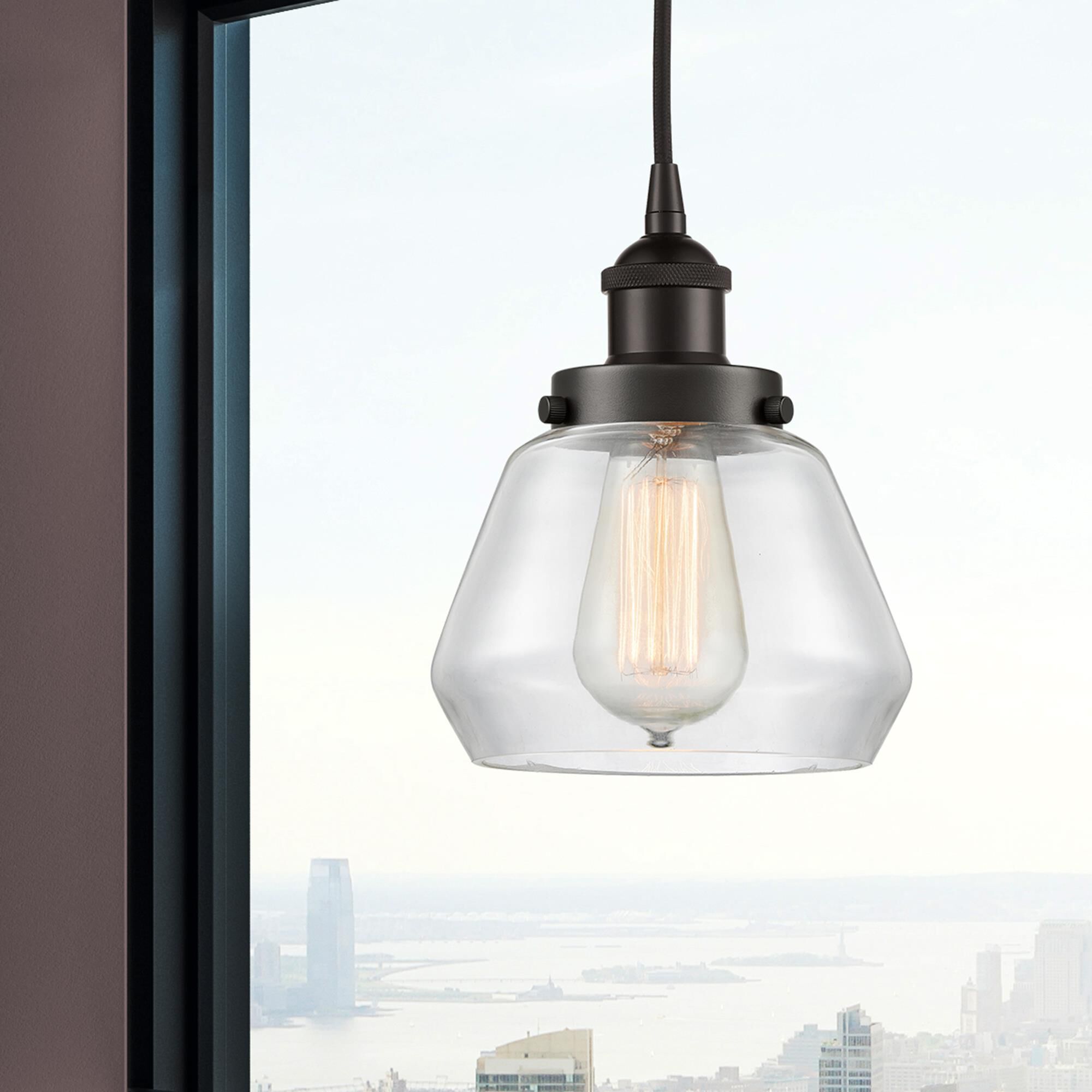 Shown in Oil Rubbed Bronze finish and Clear glass