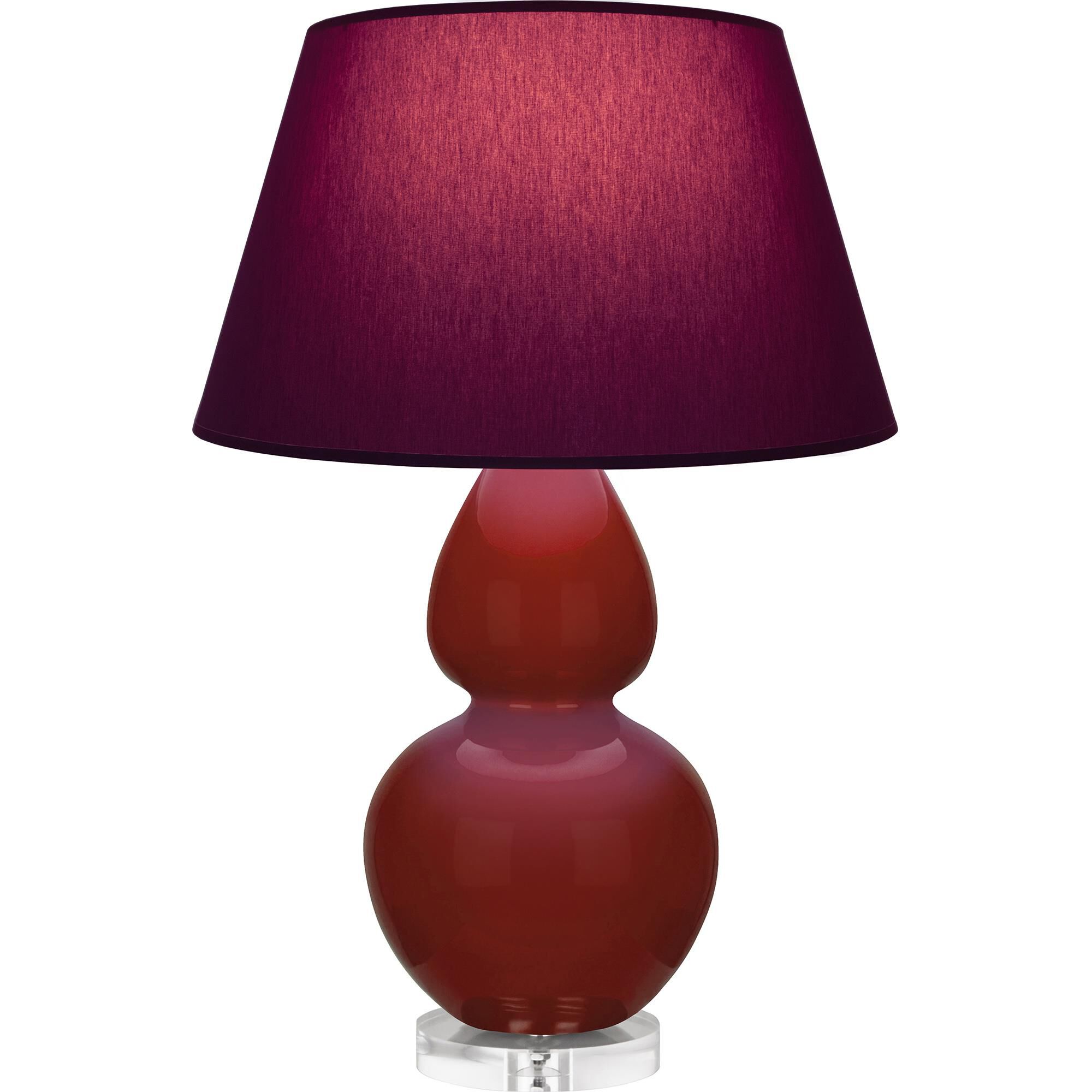 Shown in Oxblood Glazed finish and Plum with Lavender Lining shade and Lucite accent