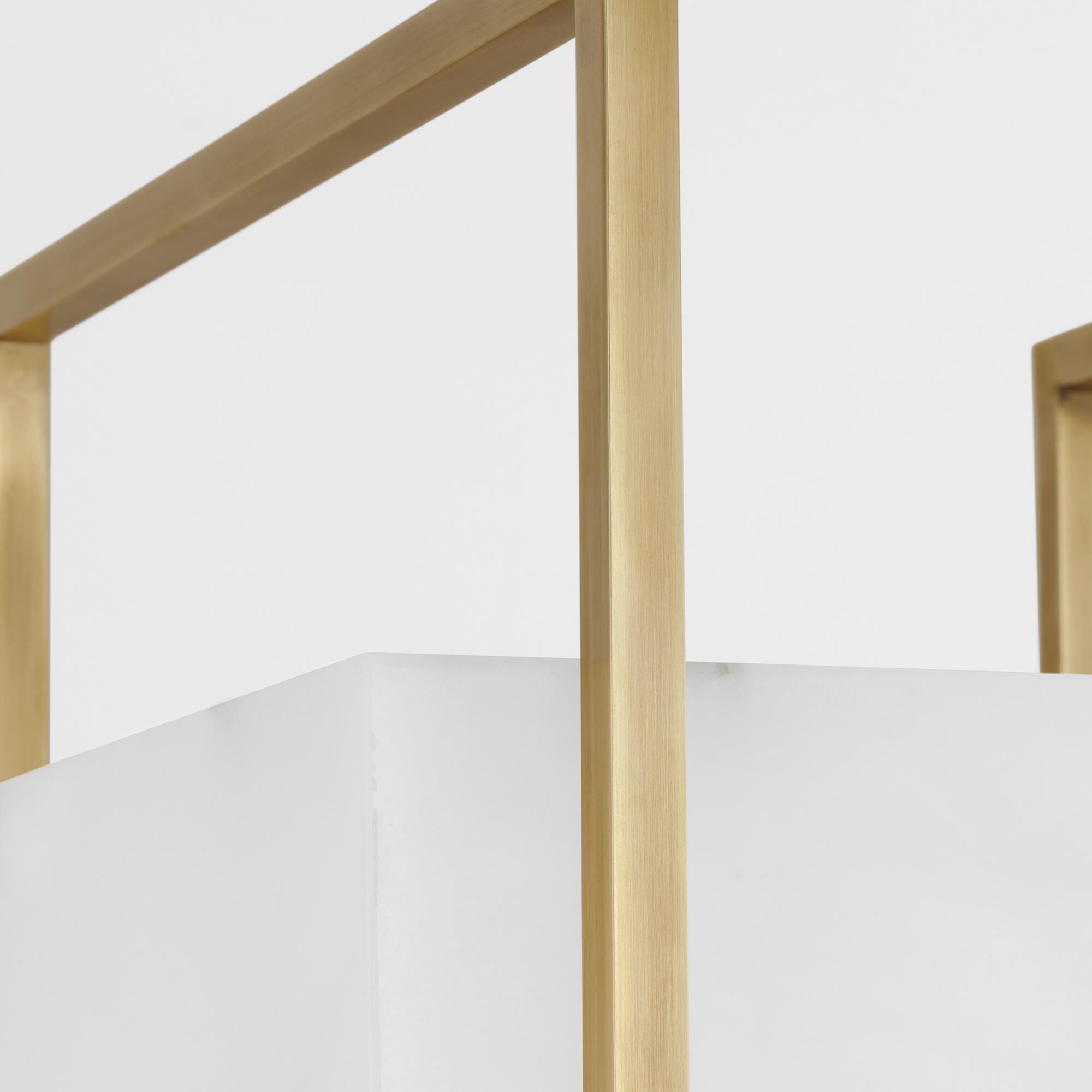 Shown in Hand-Rubbed Antique Brass finish and Alabaster shade