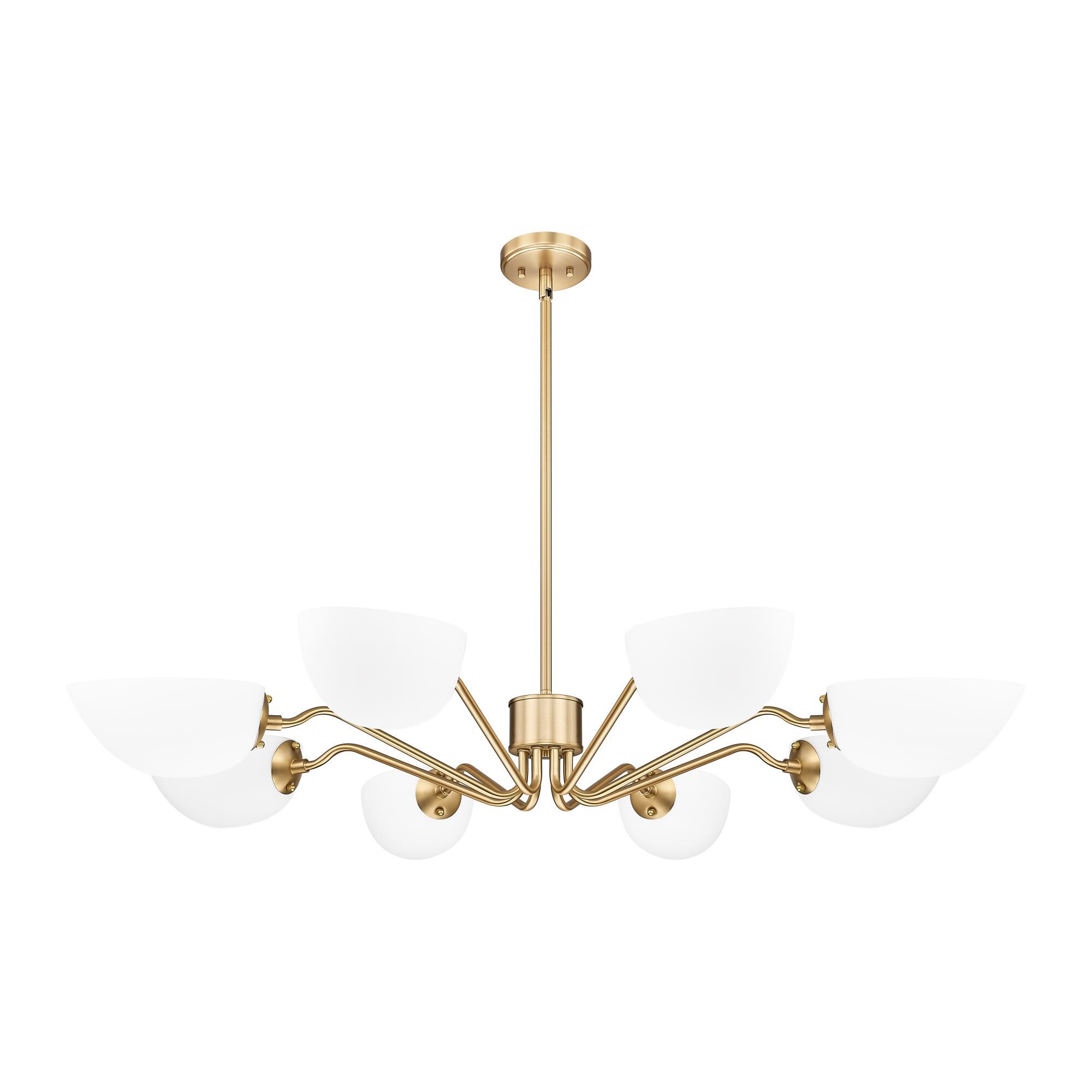 Shown in Modern Gold finish and White glass