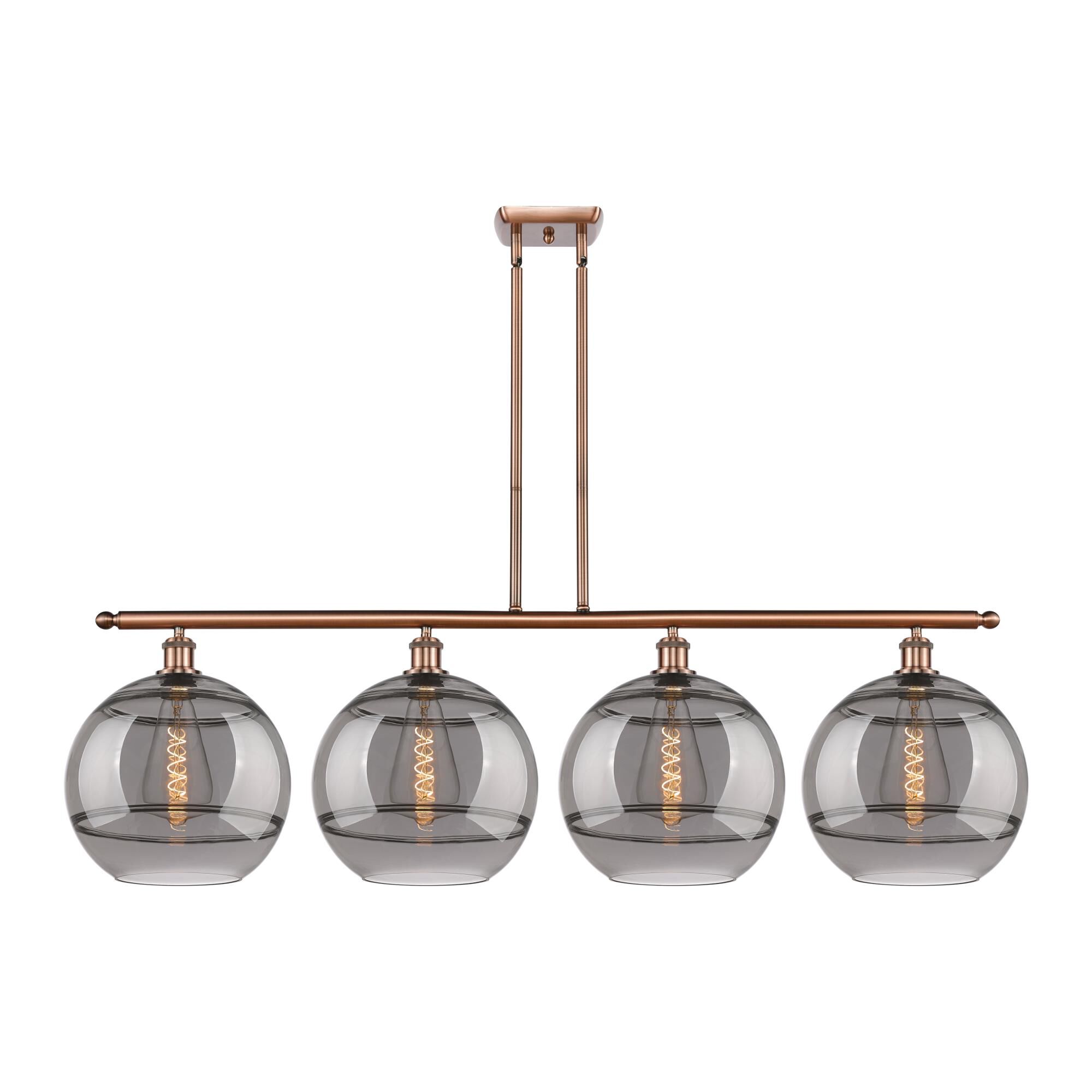 Shown in Antique Copper finish and Light Smoke glass