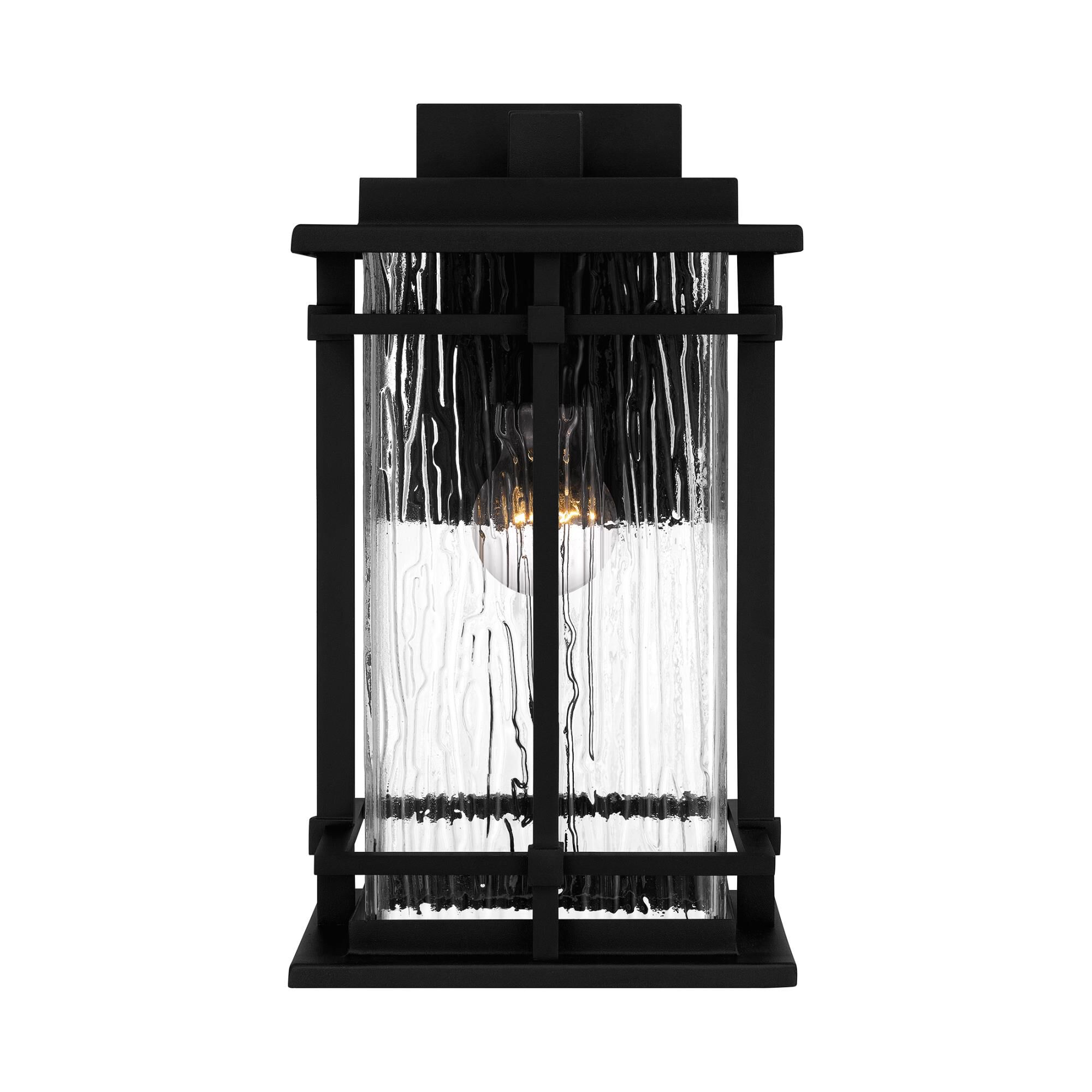 Shown in Earth Black finish and Clear Textured Glass shade