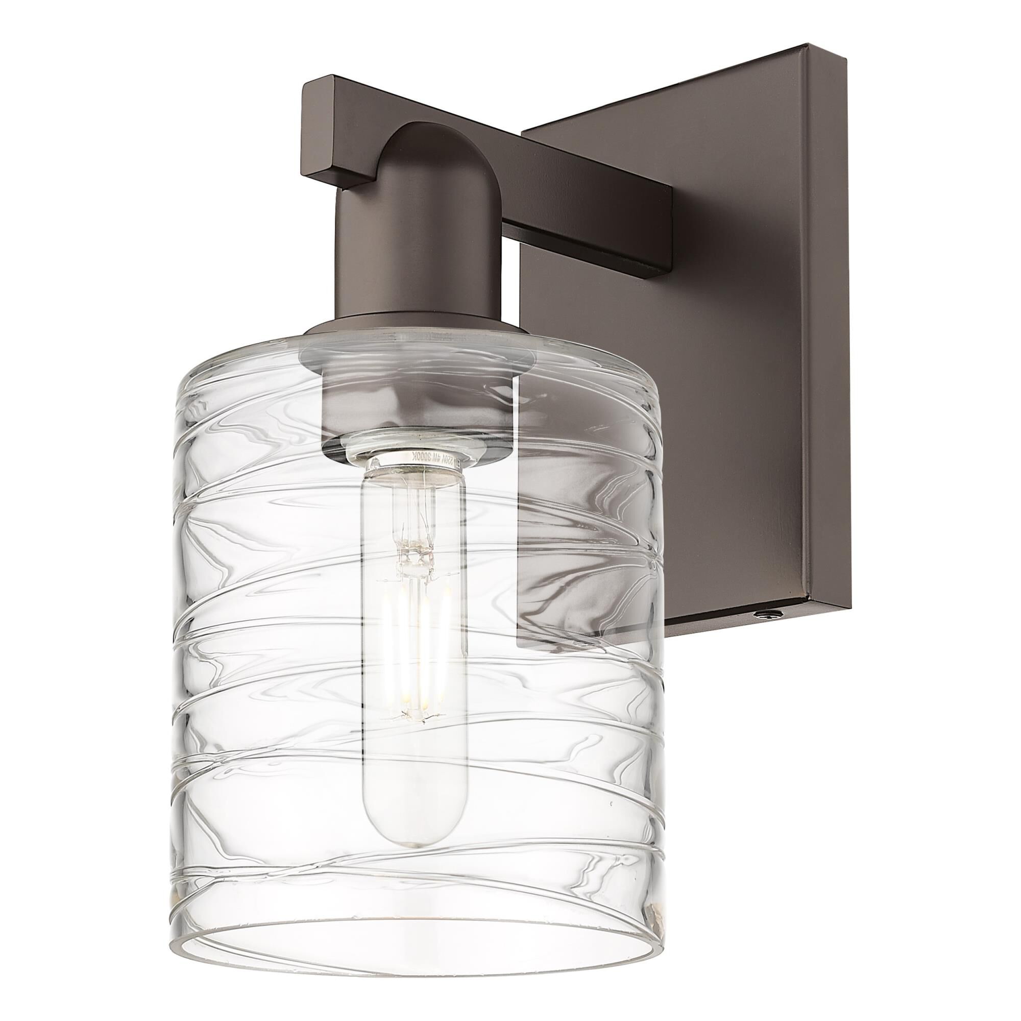 Shown in Oil Rubbed Bronze finish and Deco Swirl glass