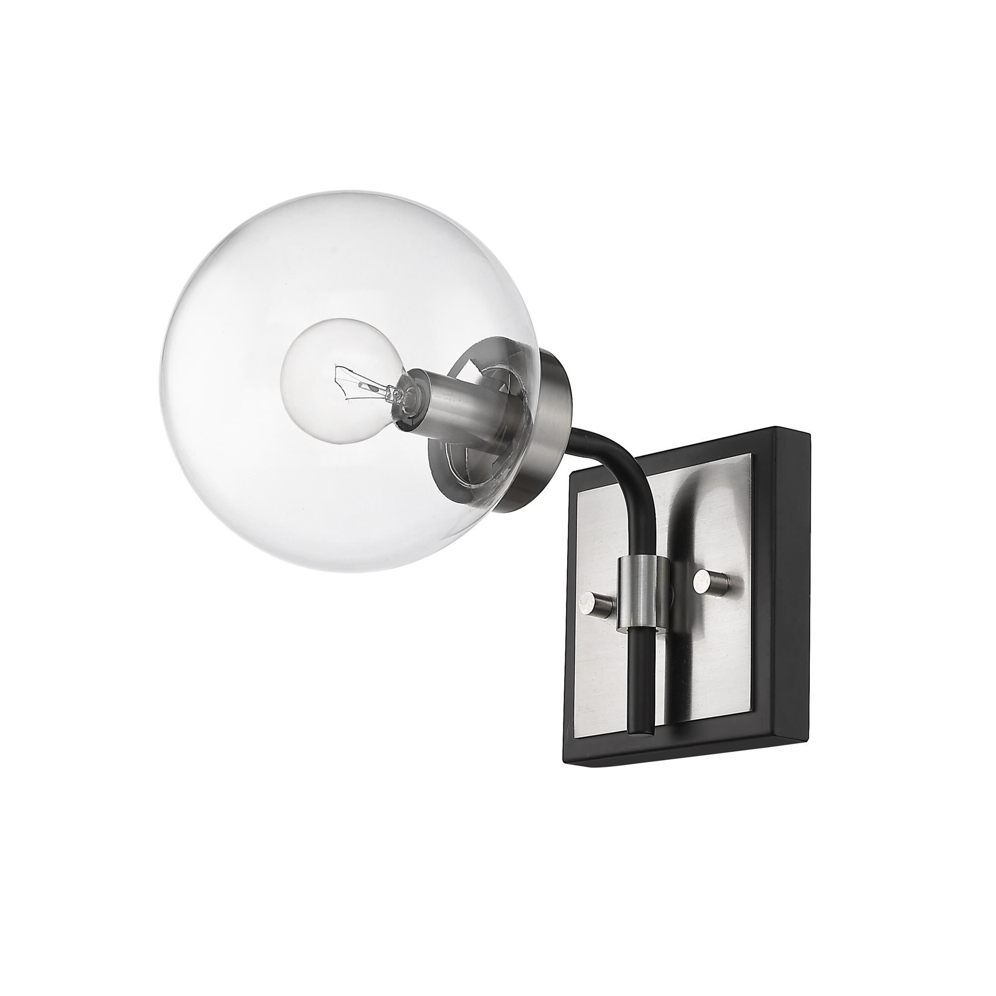 Shown in Matte Black + Brushed Nickel finish and Glass shade