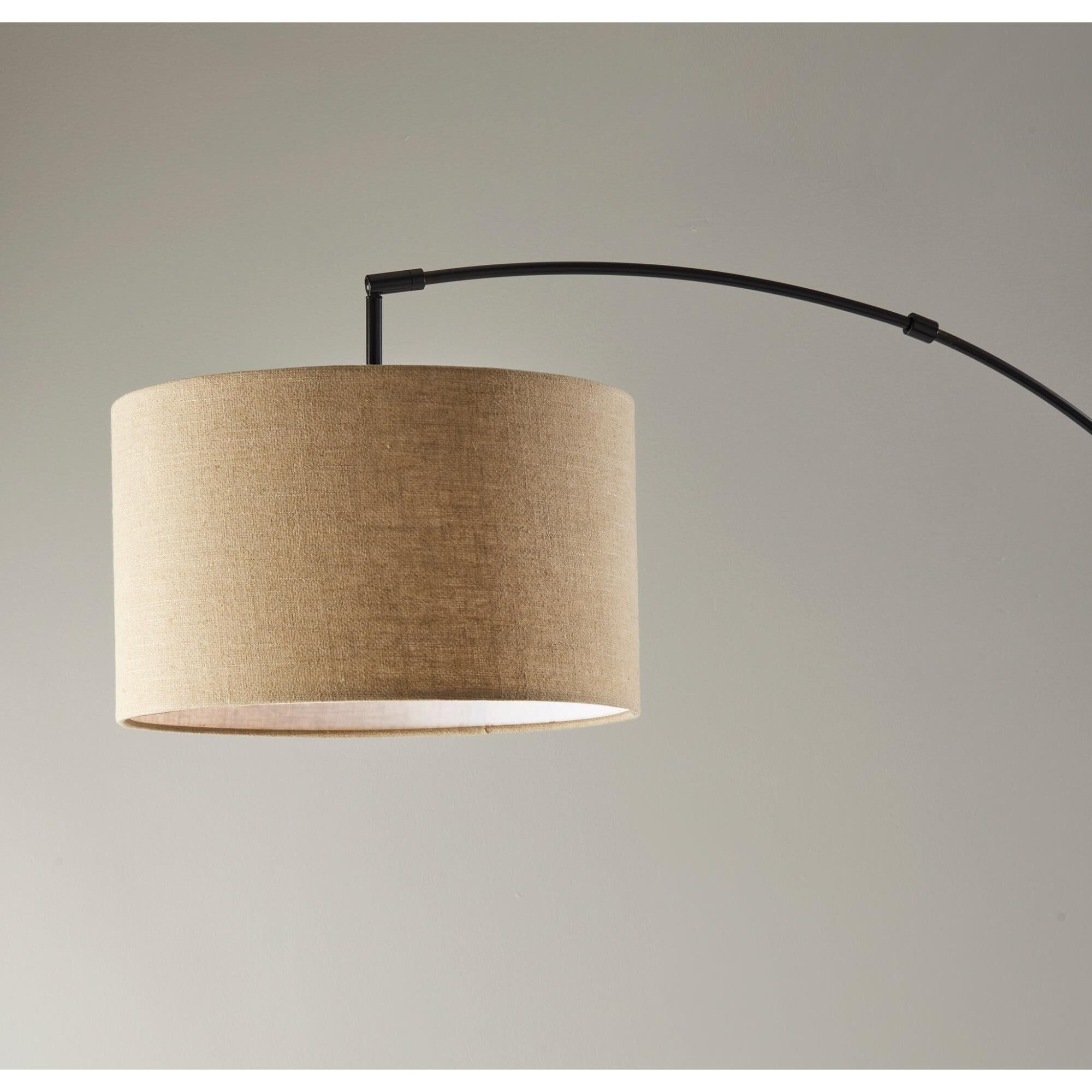 Shown in Dark Bronze finish and Light Brown Textured Fabric shade
