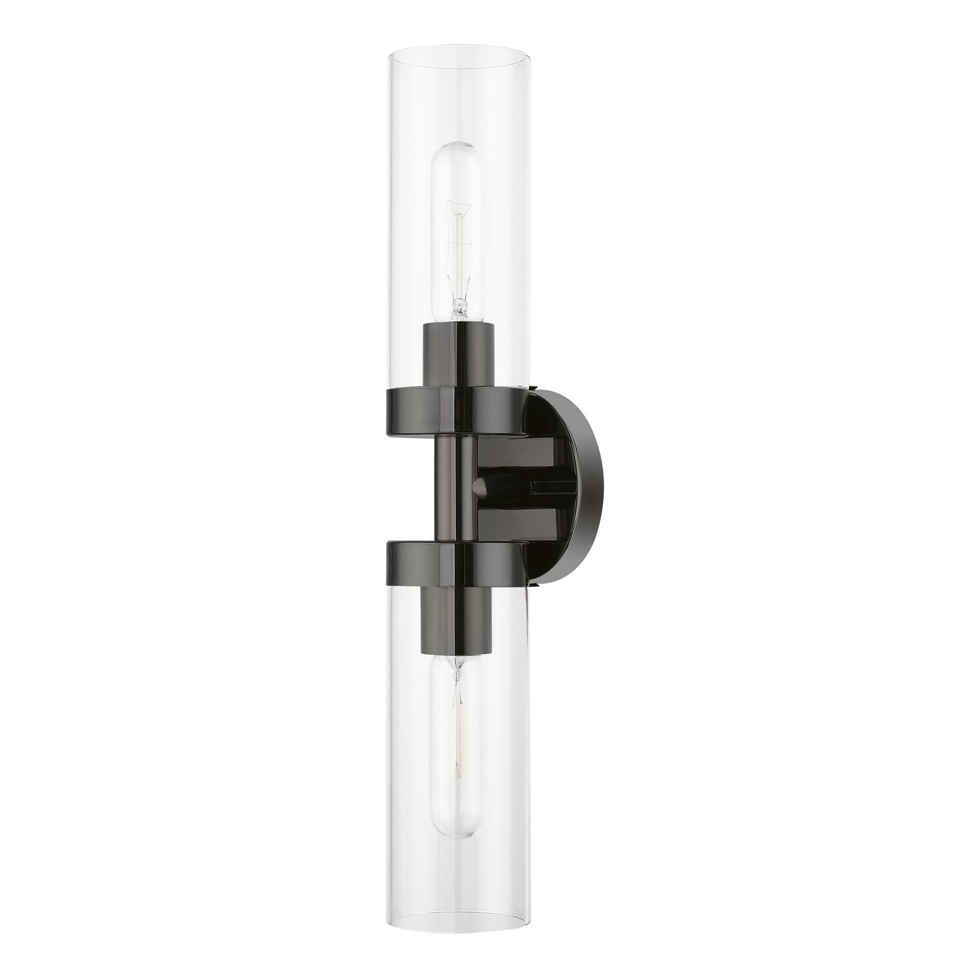 Shown in Black Chrome finish and Clear glass