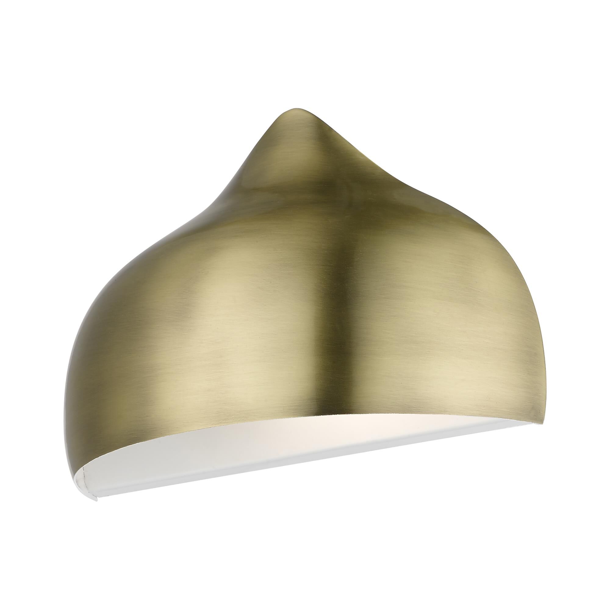 Shown in Antique Brass finish and Antique Brass with White Inside shade