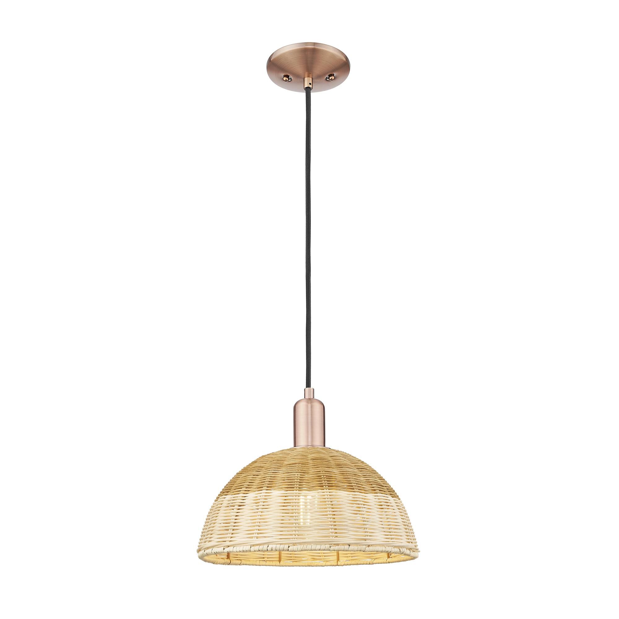 Shown in Antique Copper finish and Natural shade