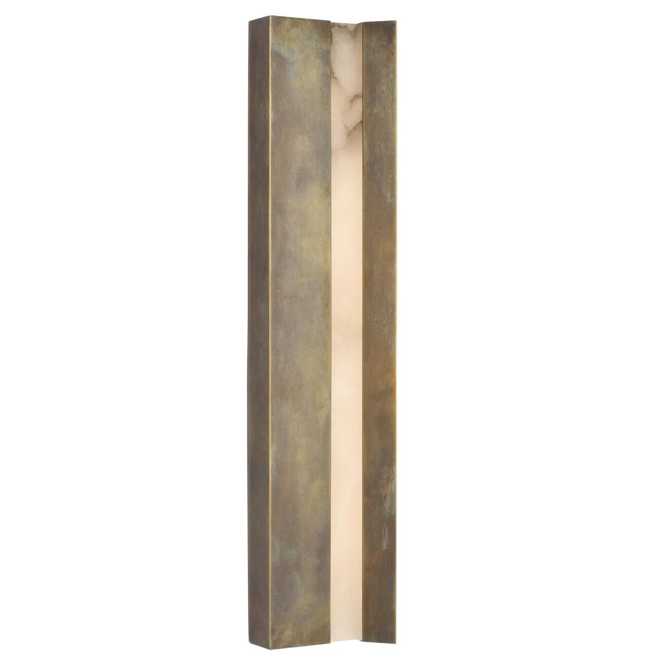 Shown in Mottled Brass finish and Alabaster shade