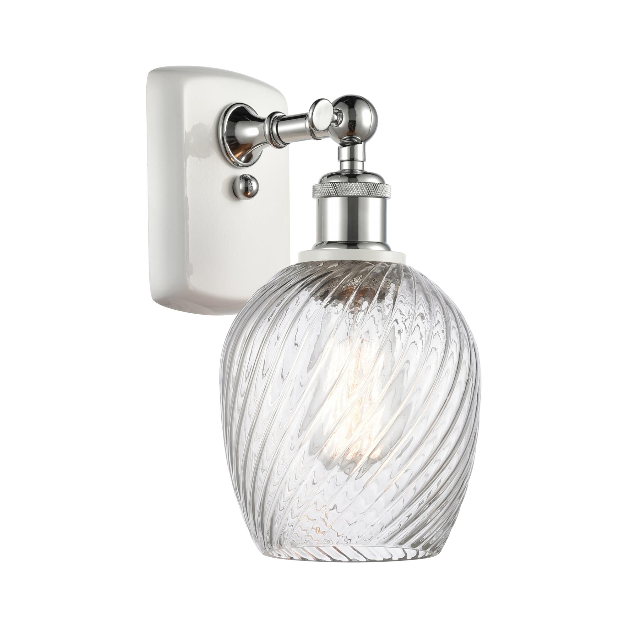 Shown in White And Polished Chrome finish and Globe glass and Glass shade and Polished Chrome accent