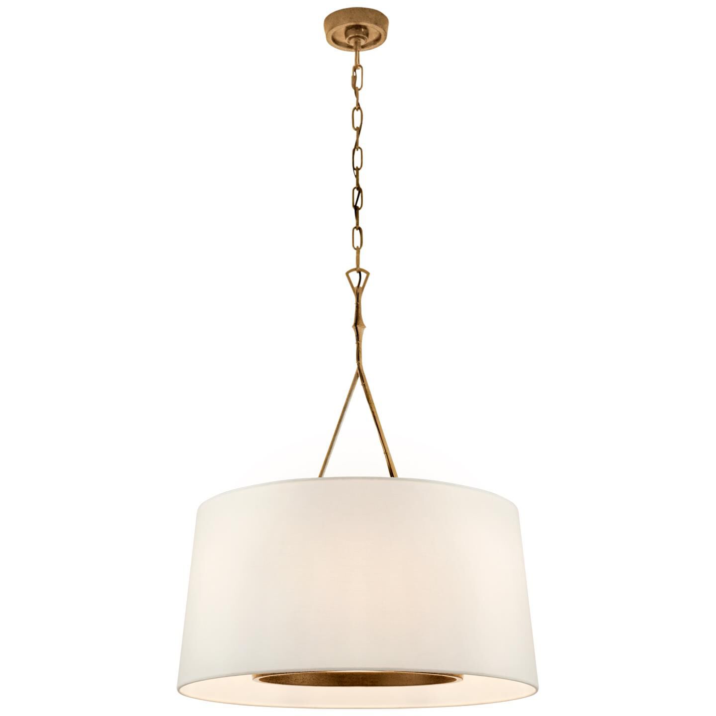 Shown in Gilded Iron finish and Linen shade
