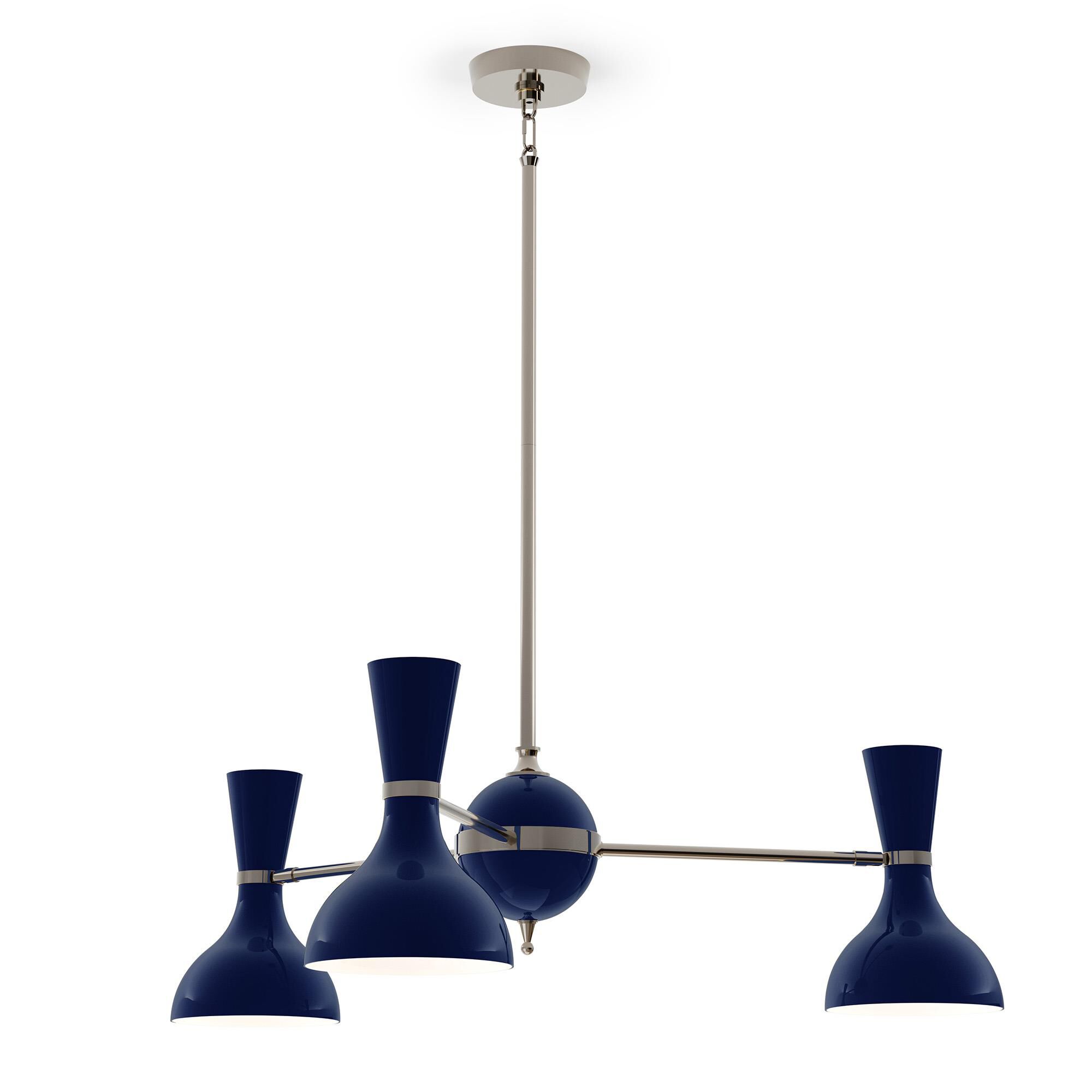 Shown in Polished Nickel finish and Midnight Blue shade