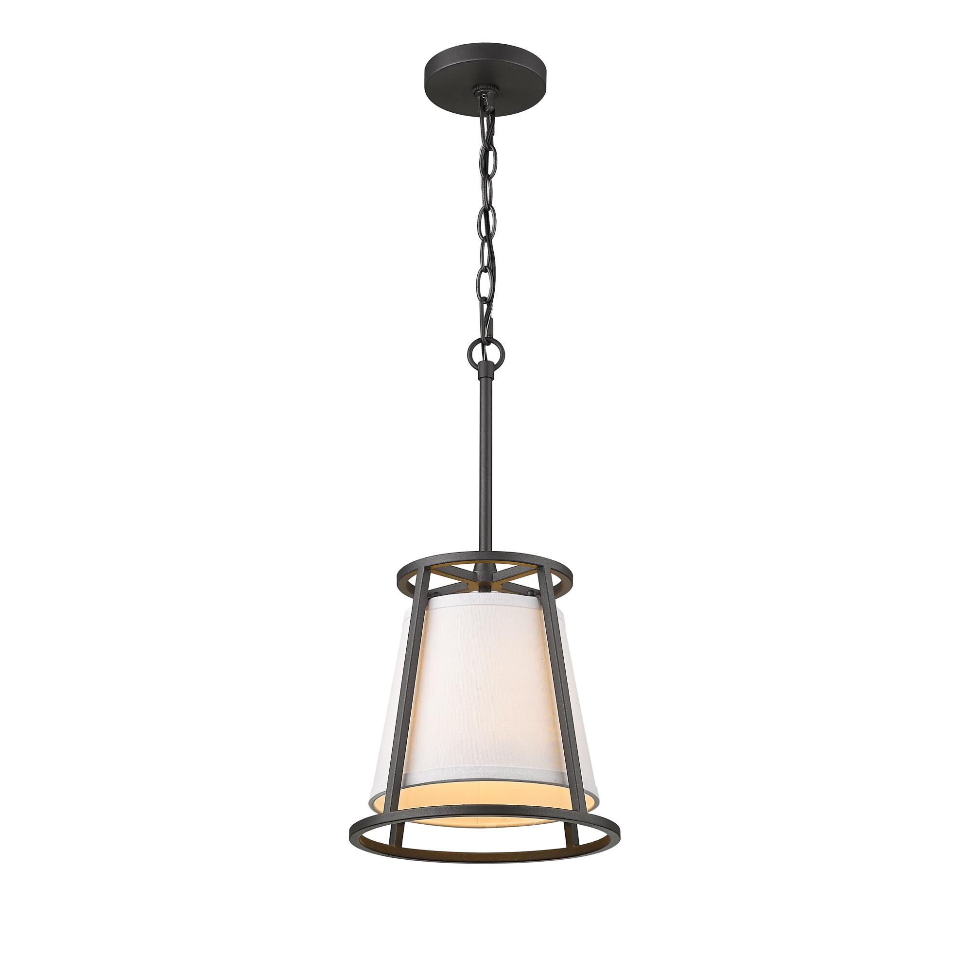 Shown in Iron Ore finish and Fabric glass and Fabric shade