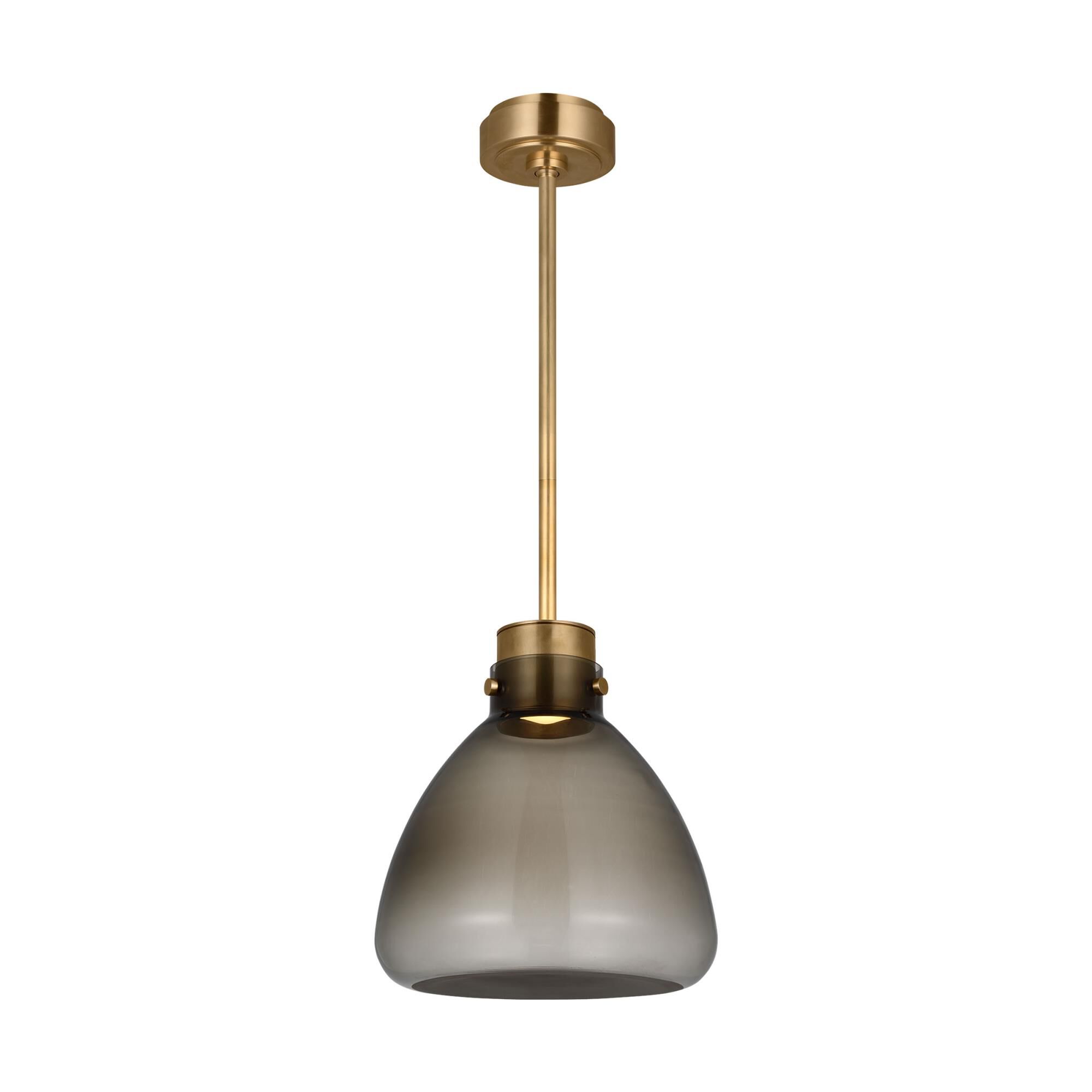 Shown in Hand-Rubbed Antique Brass finish and Smoke glass