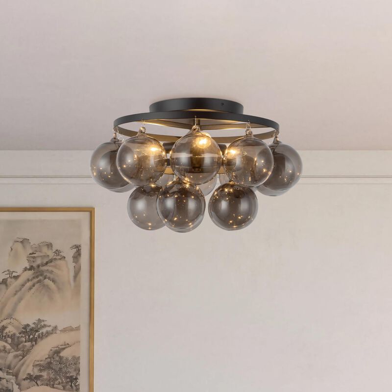 Peyton Fox Faye 18 Inch 3 Light Semi Flush Mount by Alora Mood