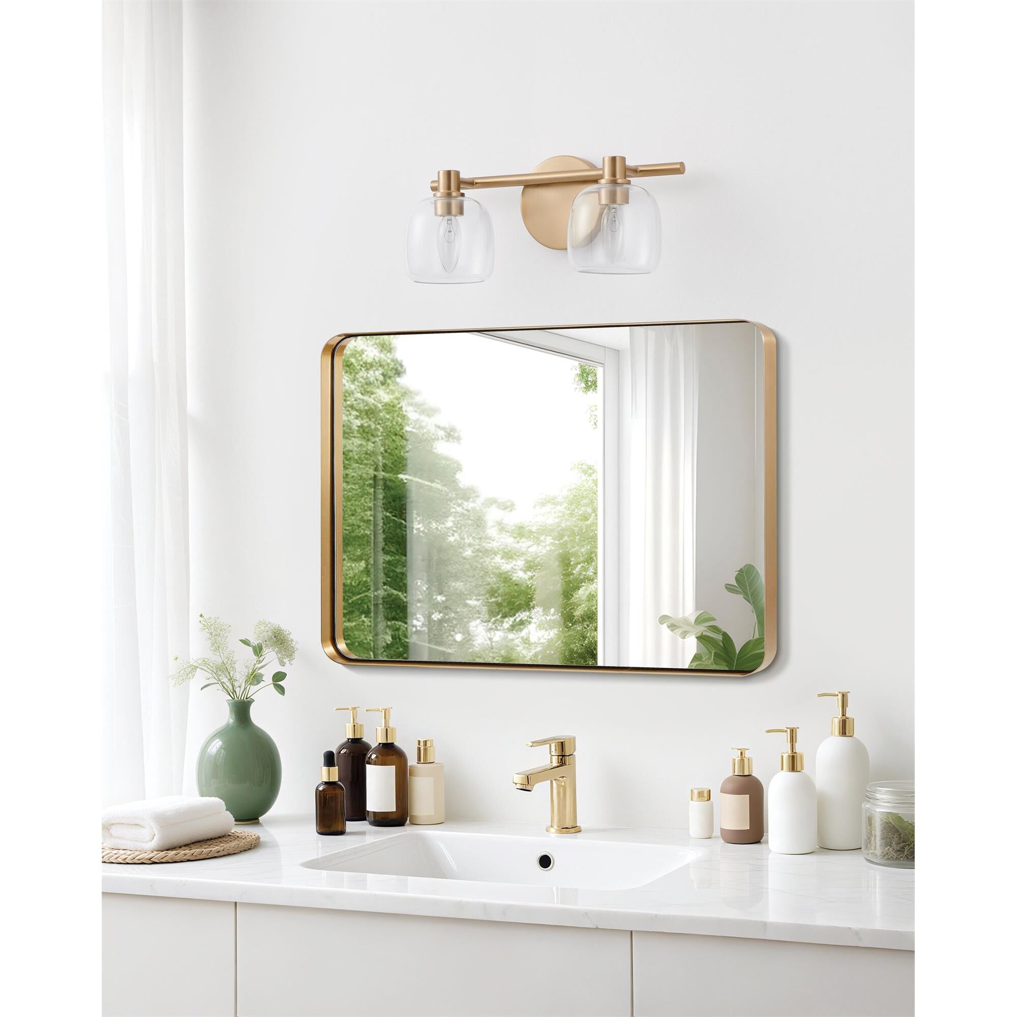Shown in Champagne Gold finish and Clear glass