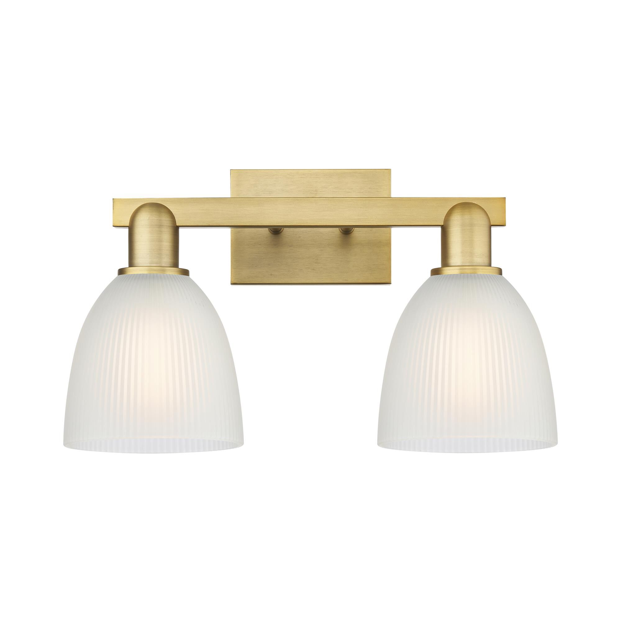 Shown in Brushed Brass finish and White glass
