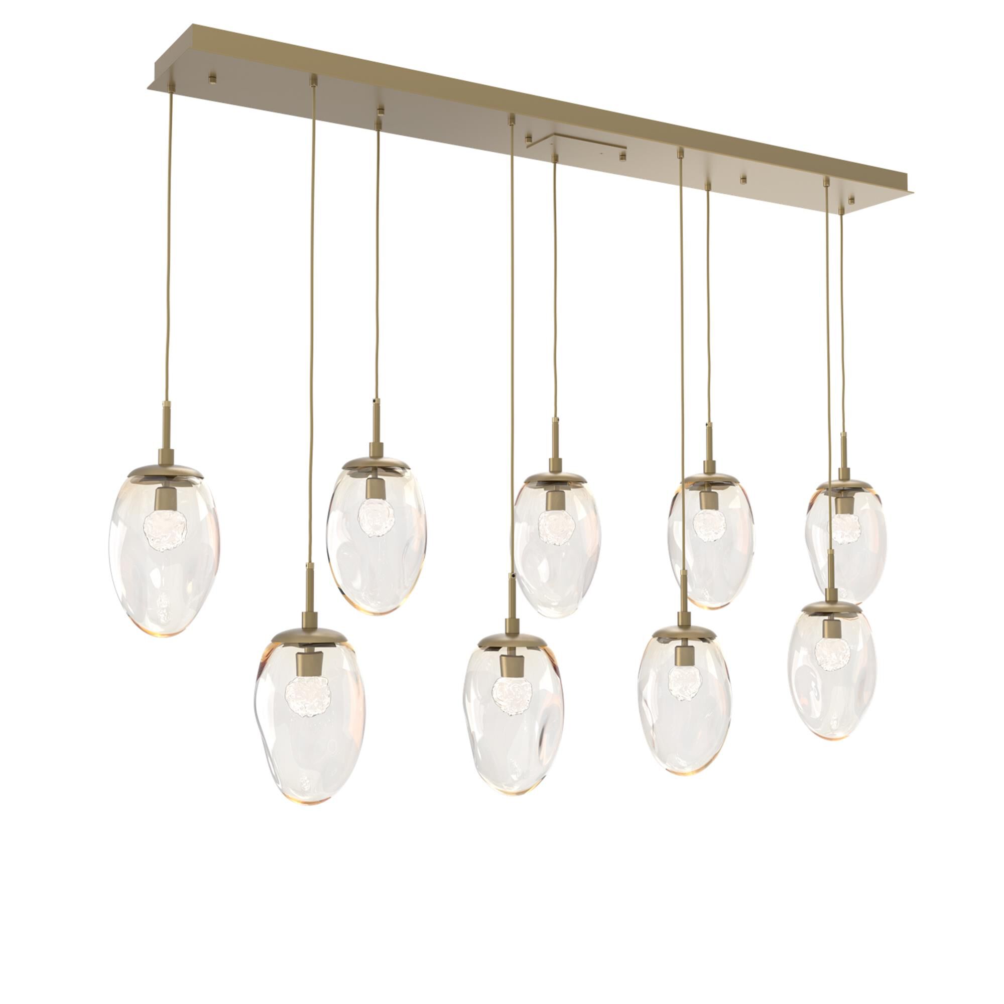 Shown in Gilded Brass finish and Floret Inner Amber Outer glass