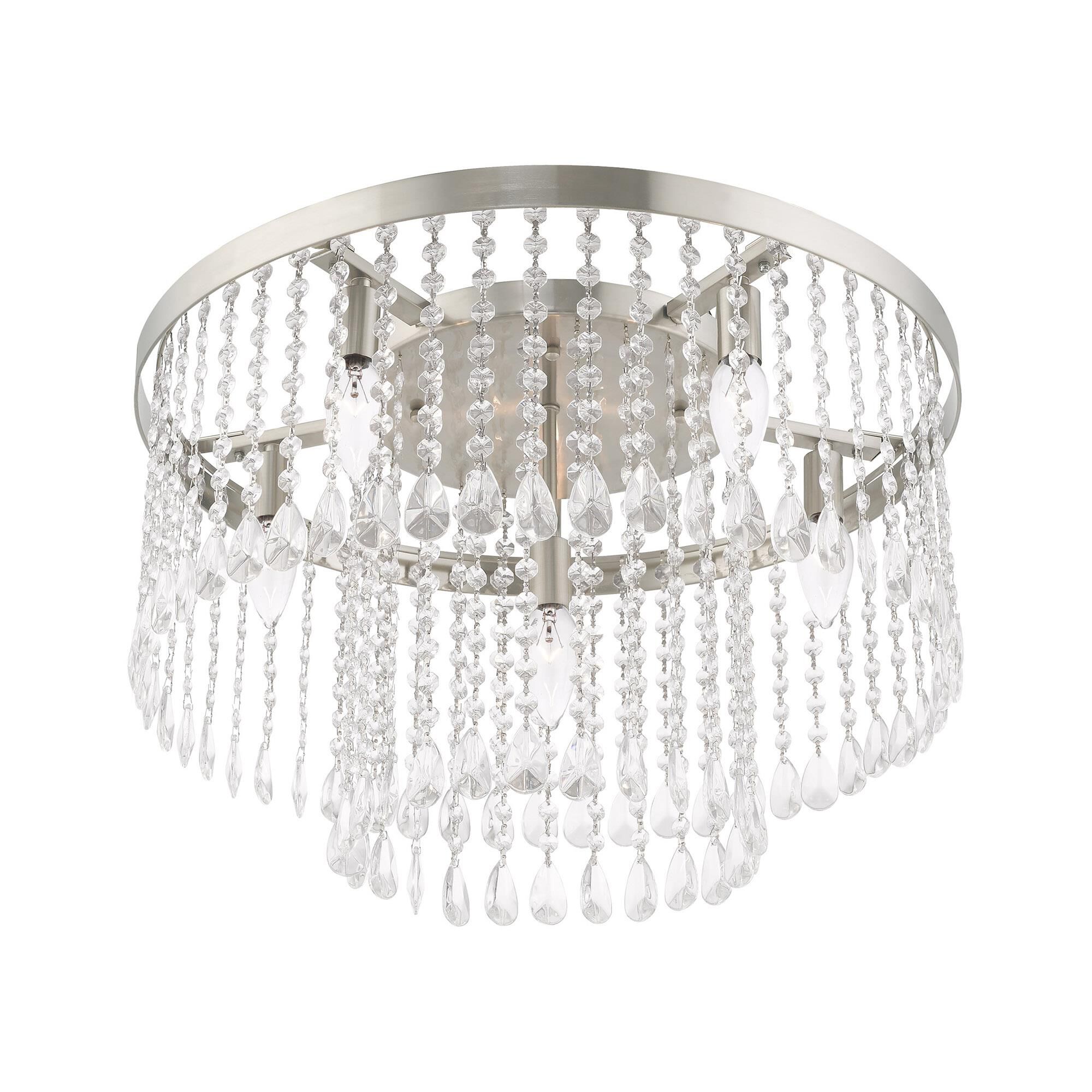 Shown in Brushed Nickel finish and Clear Crystals glass