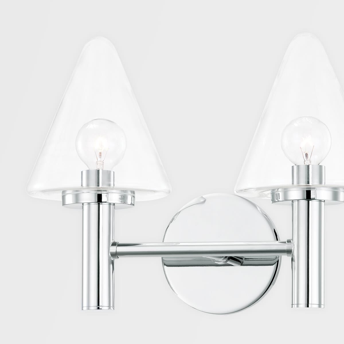 Shown in Polished Chrome finish and White glass