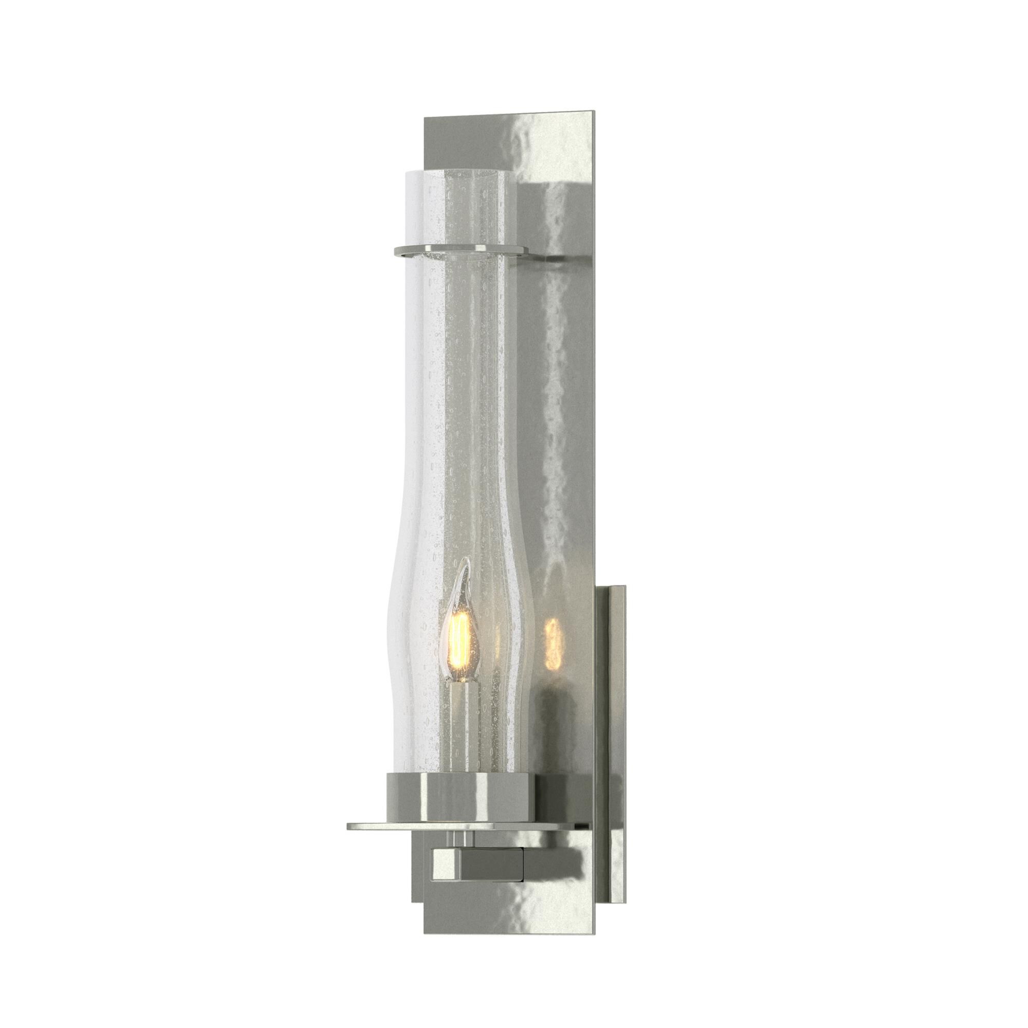 Shown in Sterling finish and Seeded Clear glass