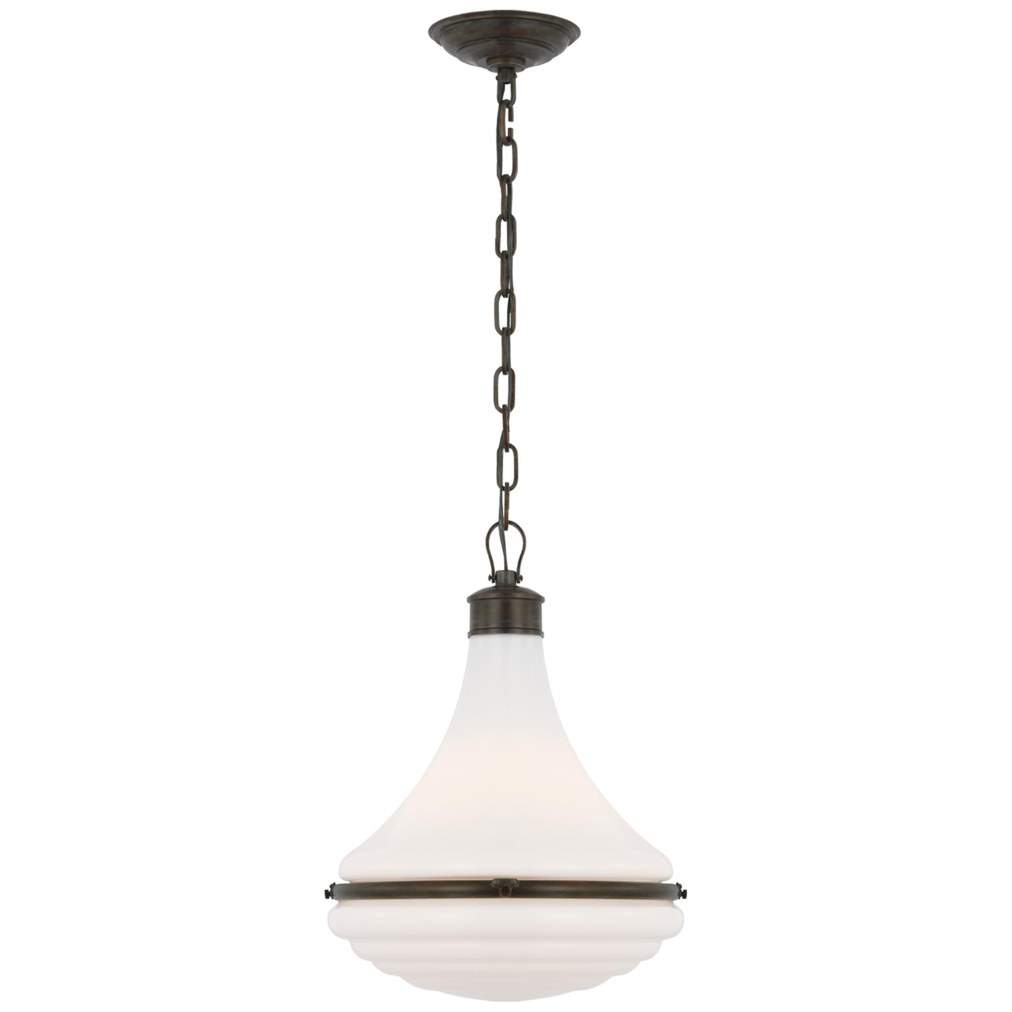 Shown in Bronze finish and White glass