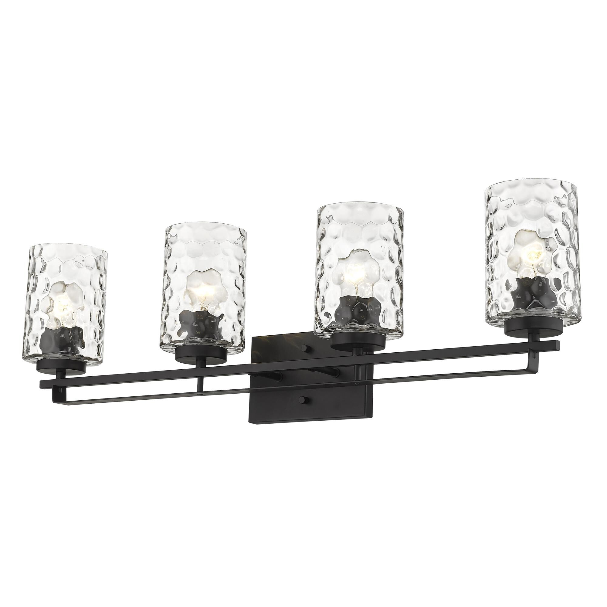 Shown in Matte Black finish and Clear glass and Clear, Optic Cylindrical Glass shade